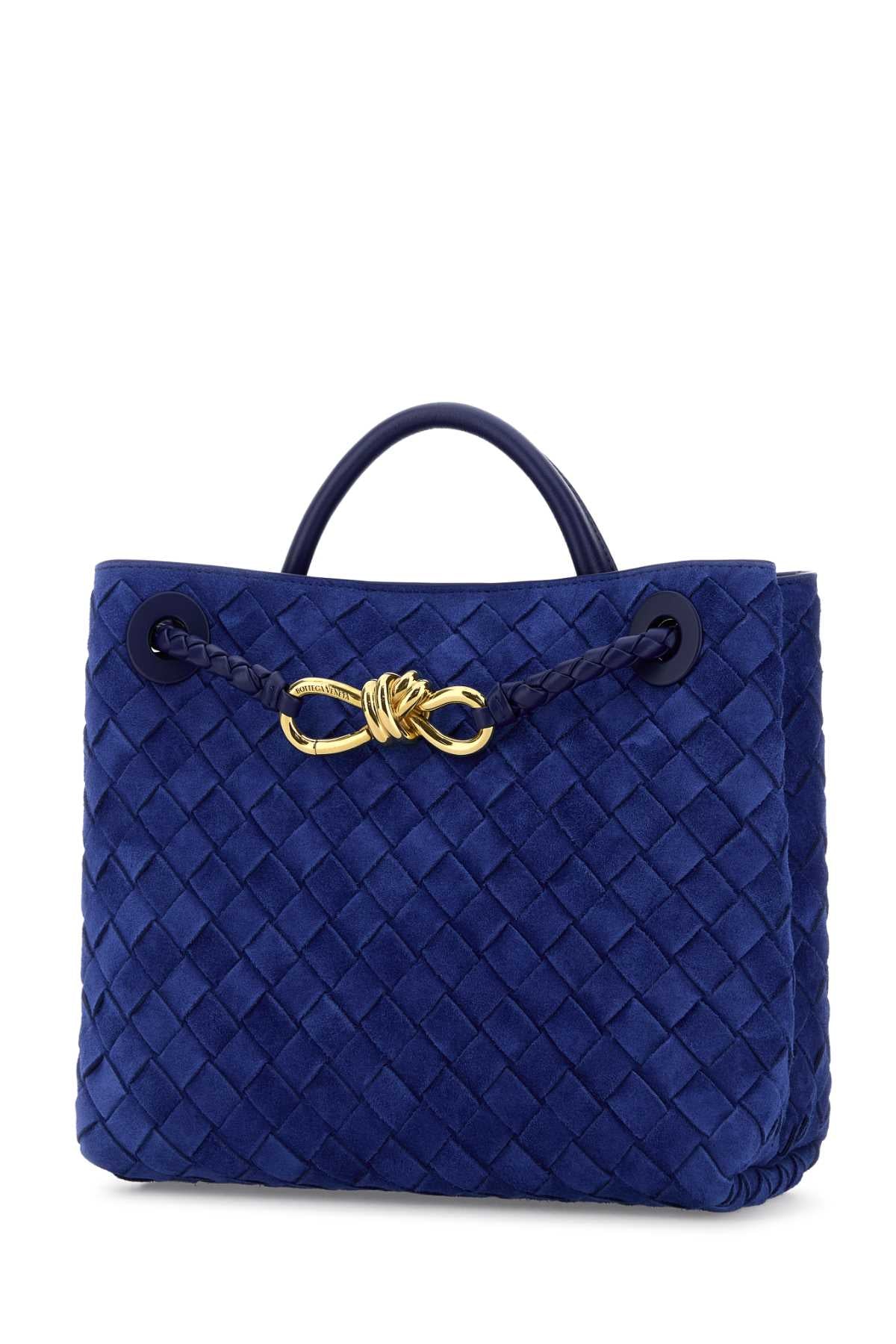 Bottega Veneta Women Blue Suede Small Andiamo Handbag BOTTEGA VENETA