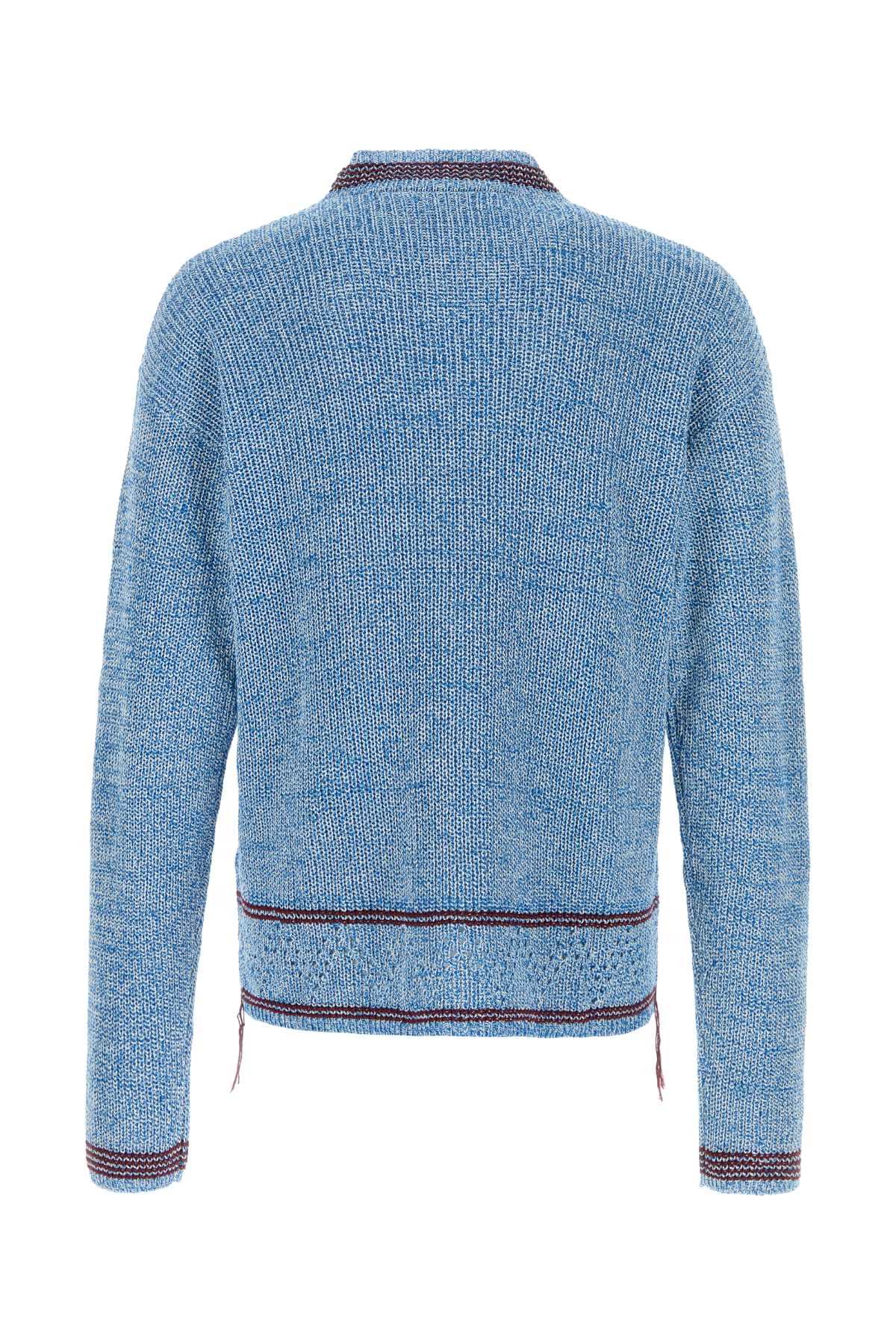 Marni Men Melange Light Blue Cotton Sweater MARNI