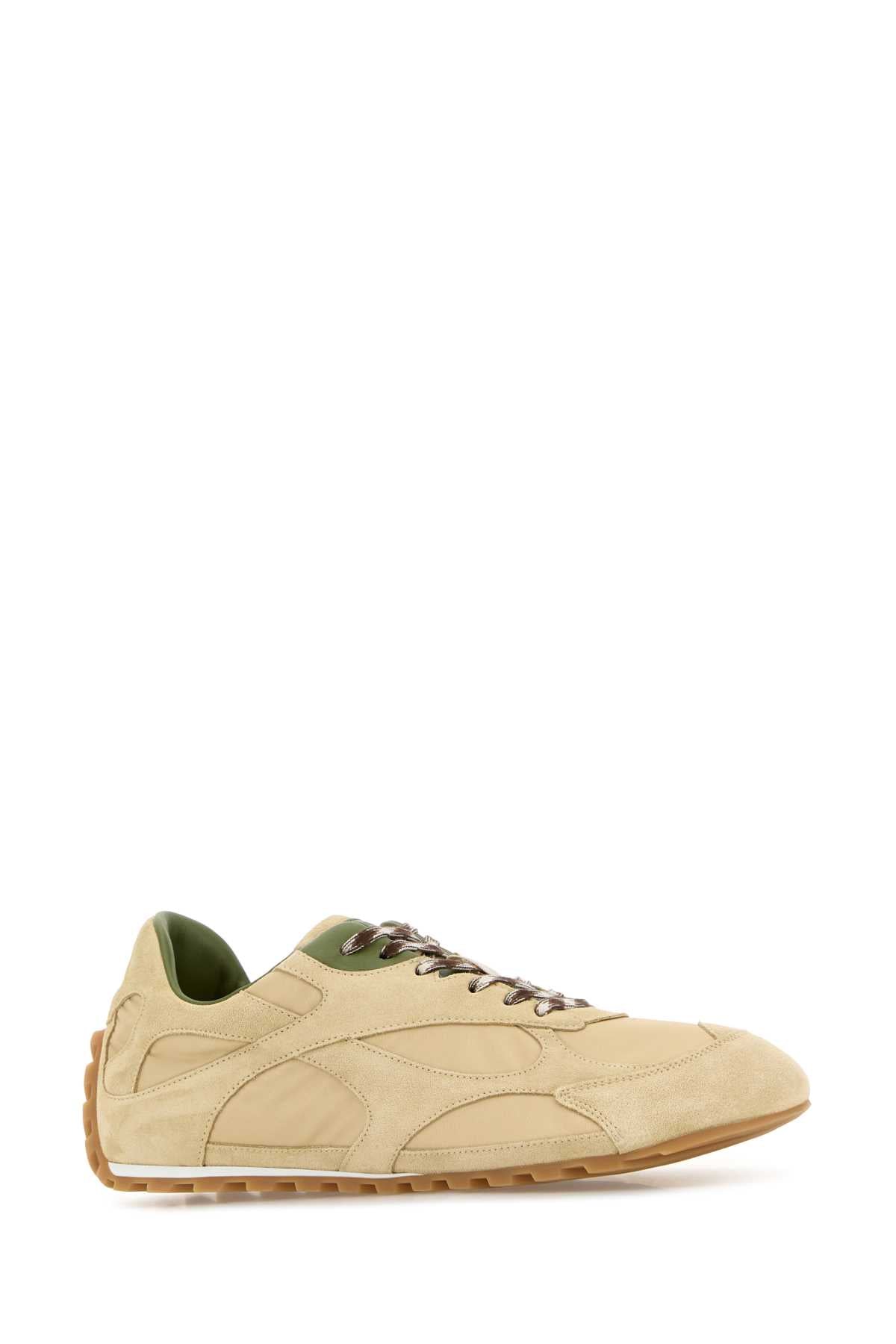 Bottega Veneta Men Beige Suede And Fabric Orbit Sneakers BOTTEGA VENETA