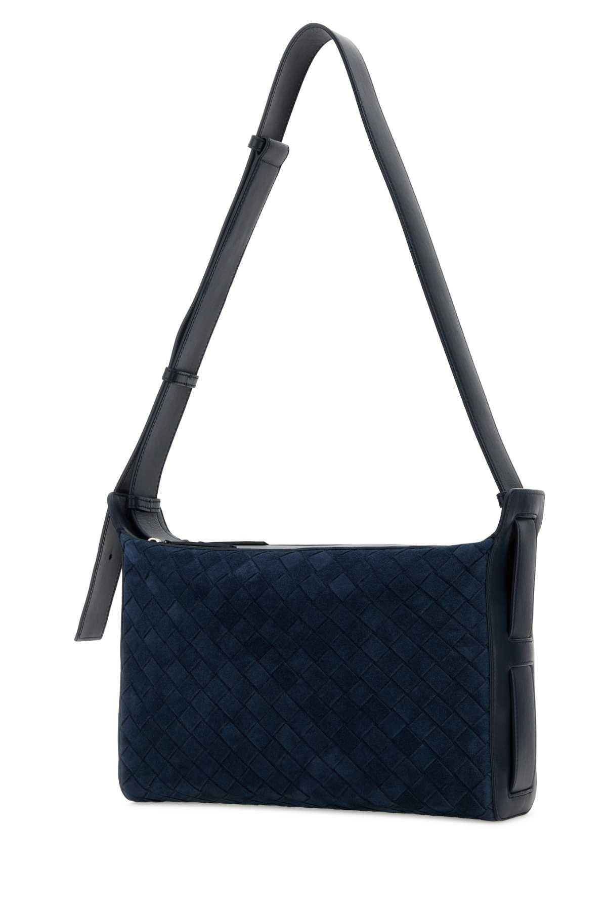 Bottega Veneta Men Navy Blue Suede Tribeca Handle Crossbody Bag BOTTEGA VENETA