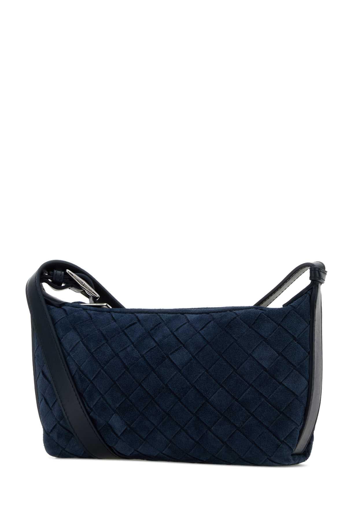 Bottega Veneta Men Navy Blue Suede Traveler Crossbody Bag BOTTEGA VENETA