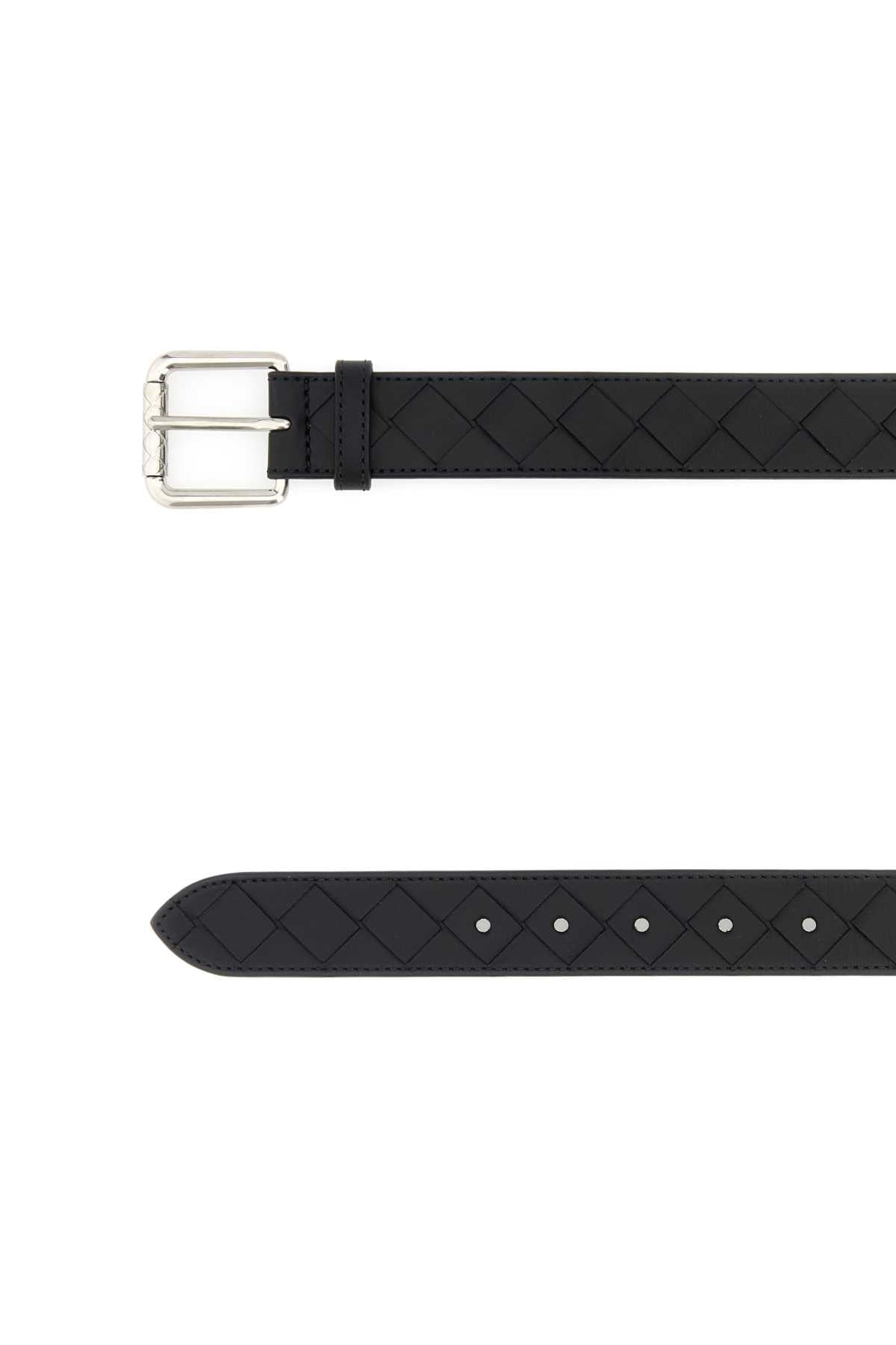 Bottega Veneta Men Black Leather Belt BOTTEGA VENETA