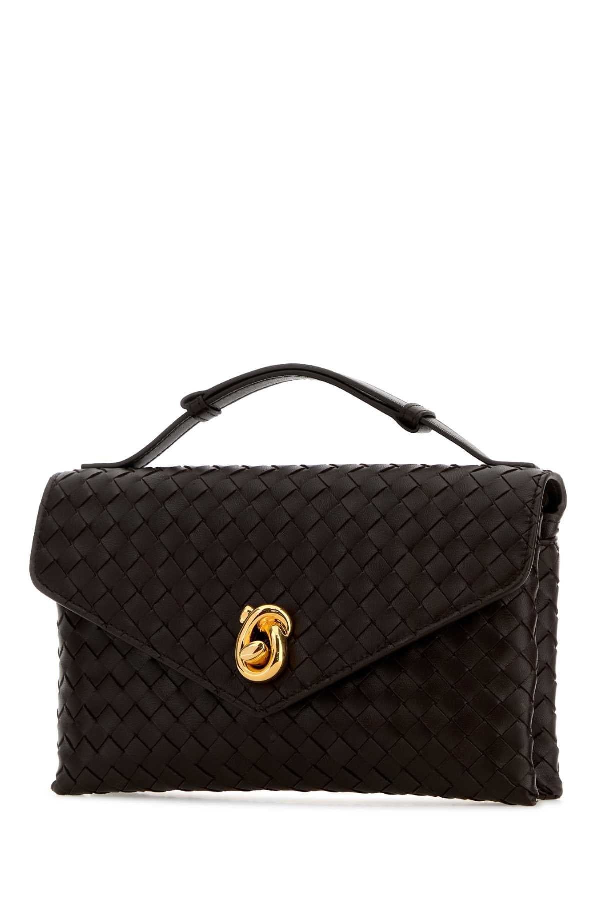 Bottega Veneta Women Dark Brown Leather Knot Lock Handbag BOTTEGA VENETA