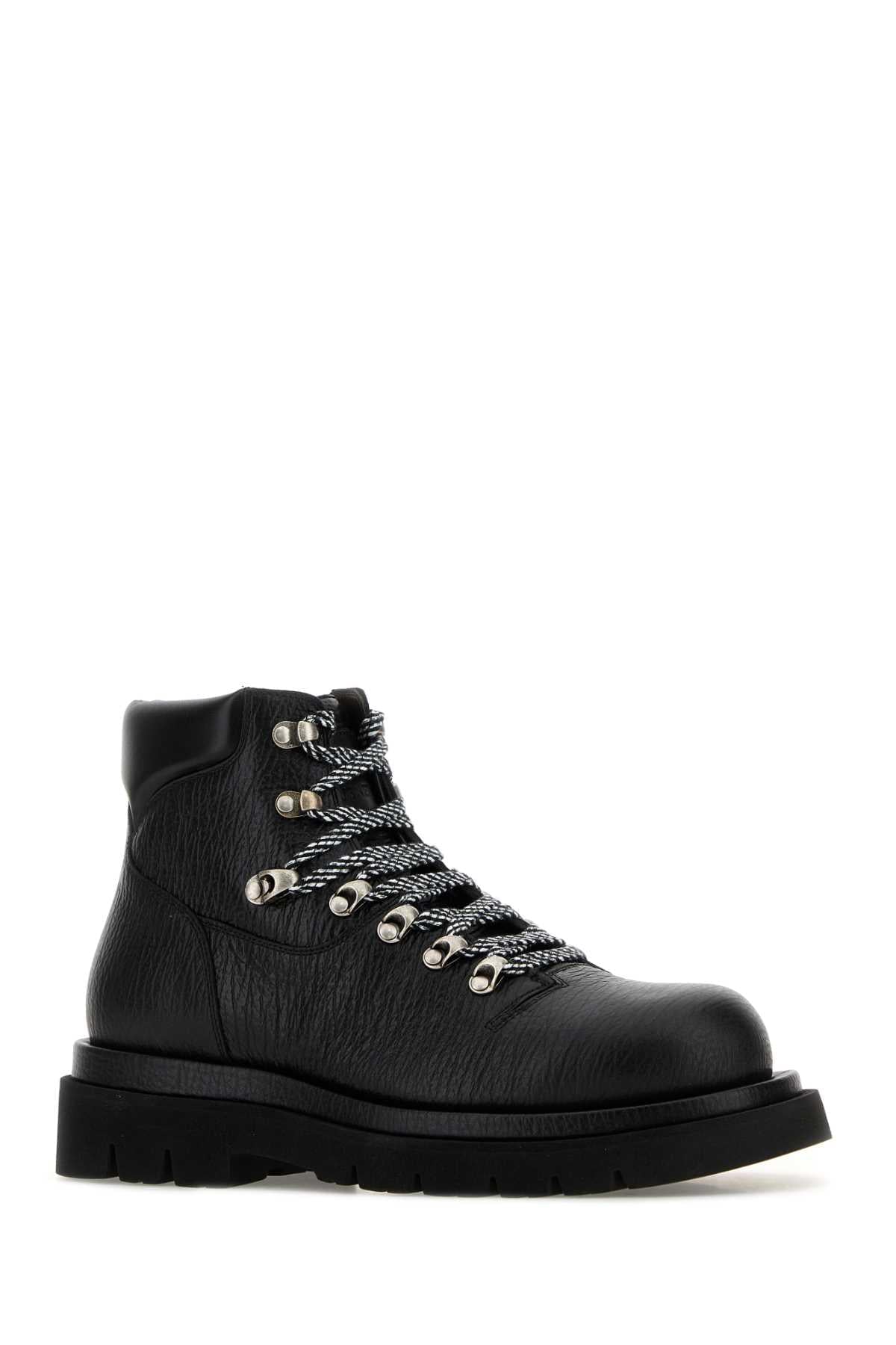 Bottega Veneta Men Black Leather Shark Ankle Boots BOTTEGA VENETA