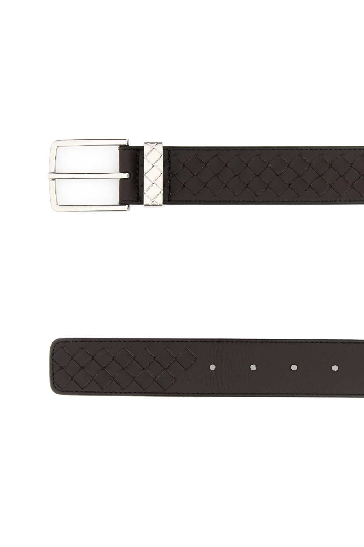 Bottega Veneta Men Dark Brown Leather Belt BOTTEGA VENETA