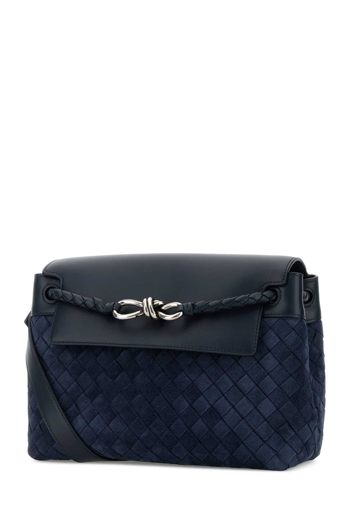 Bottega Veneta Men Navy Blue Suede Small Andiamo Crossbody Bag BOTTEGA VENETA