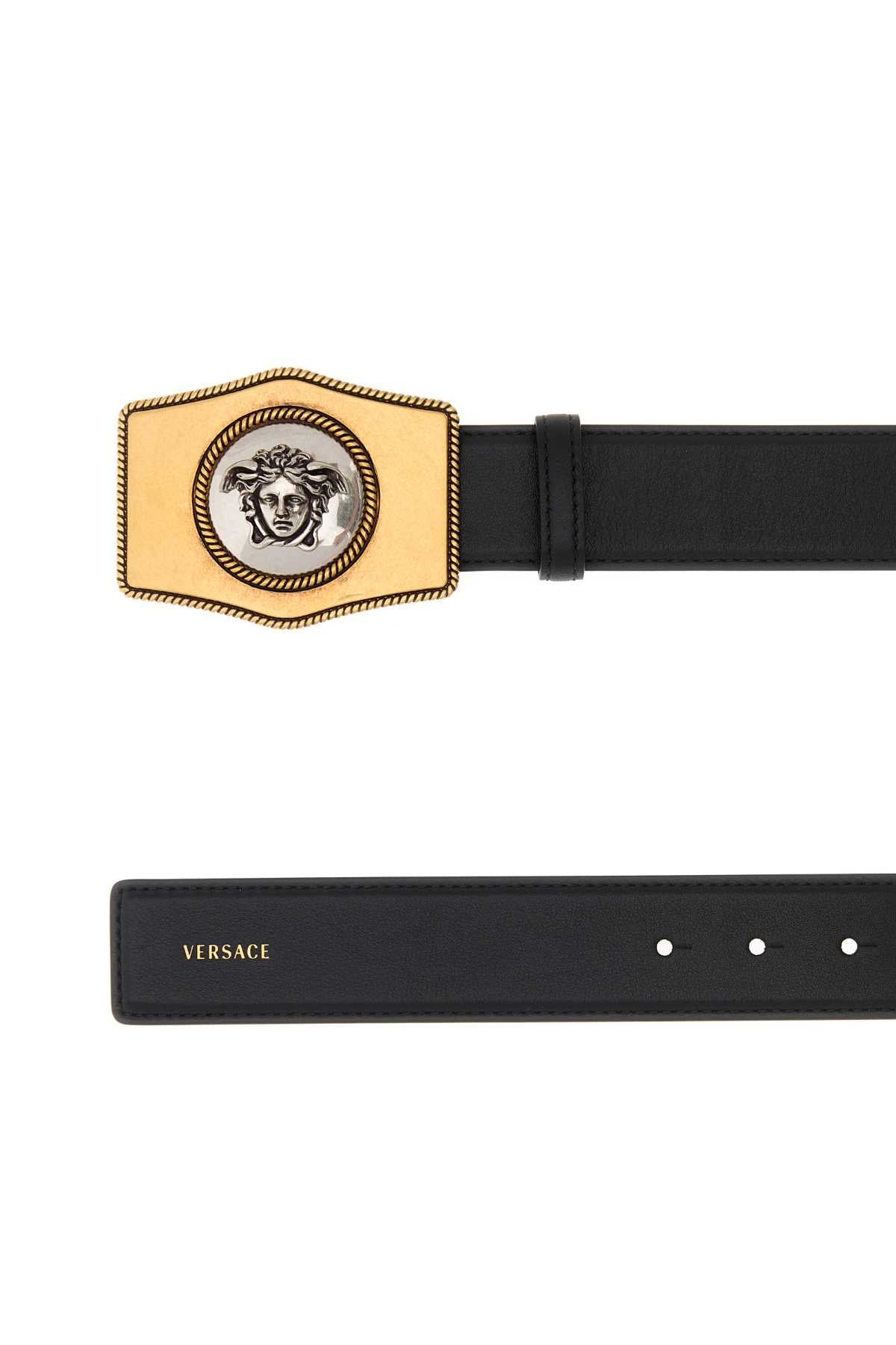 Versace Men Black Leather Belt VERSACE