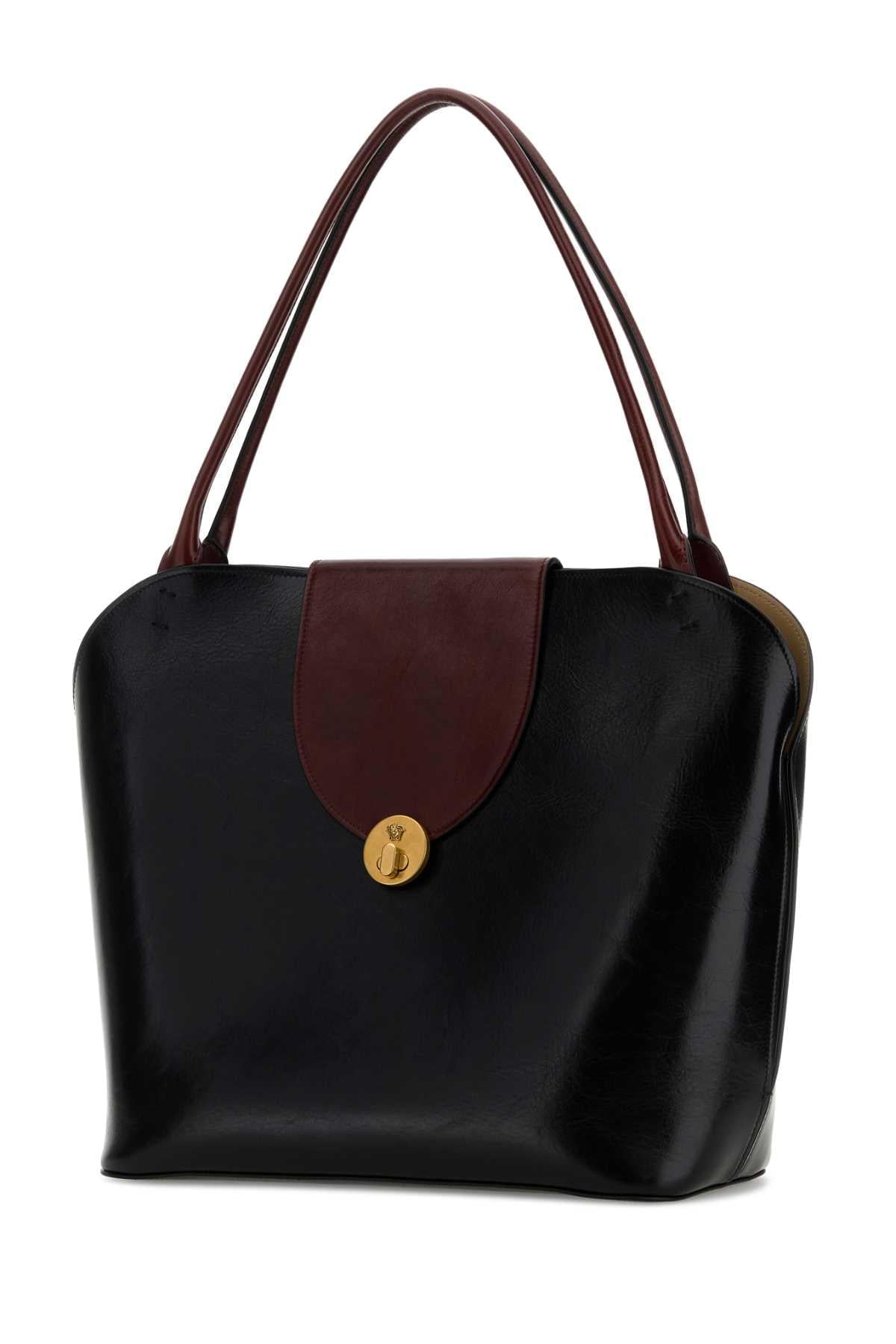 Versace Women Black Leather Shopping Bag VERSACE