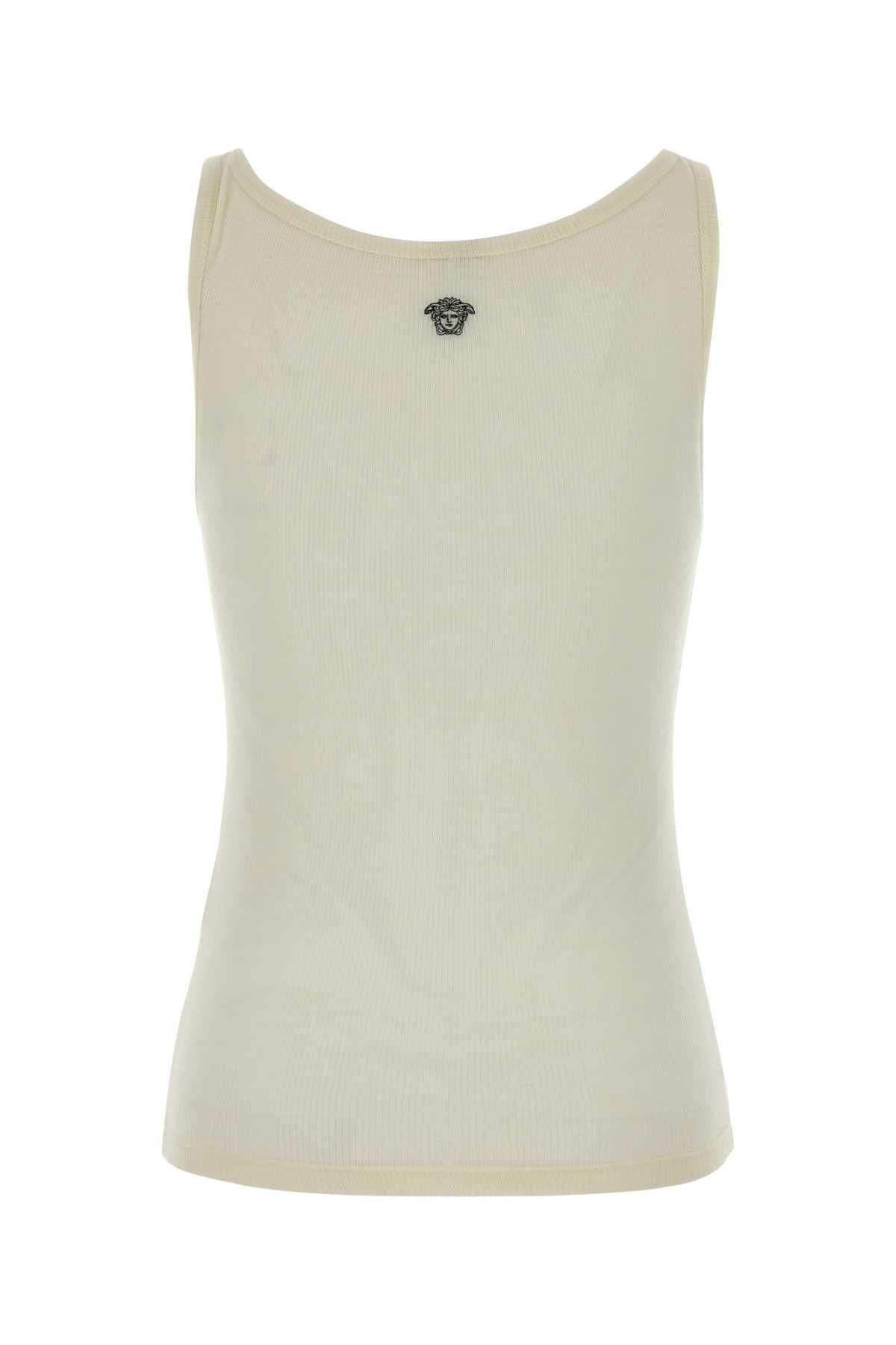 Versace Women Cream Wool Tank Top VERSACE