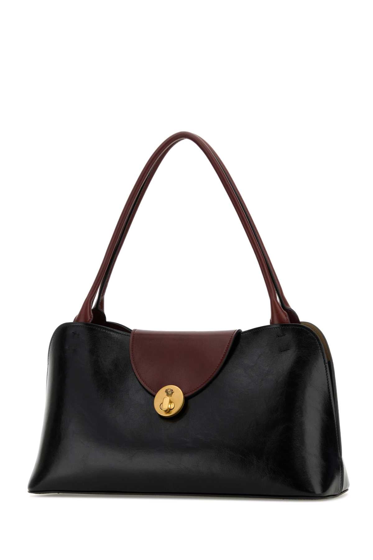 Versace Women Black Leather Medium Shoulder Bag VERSACE