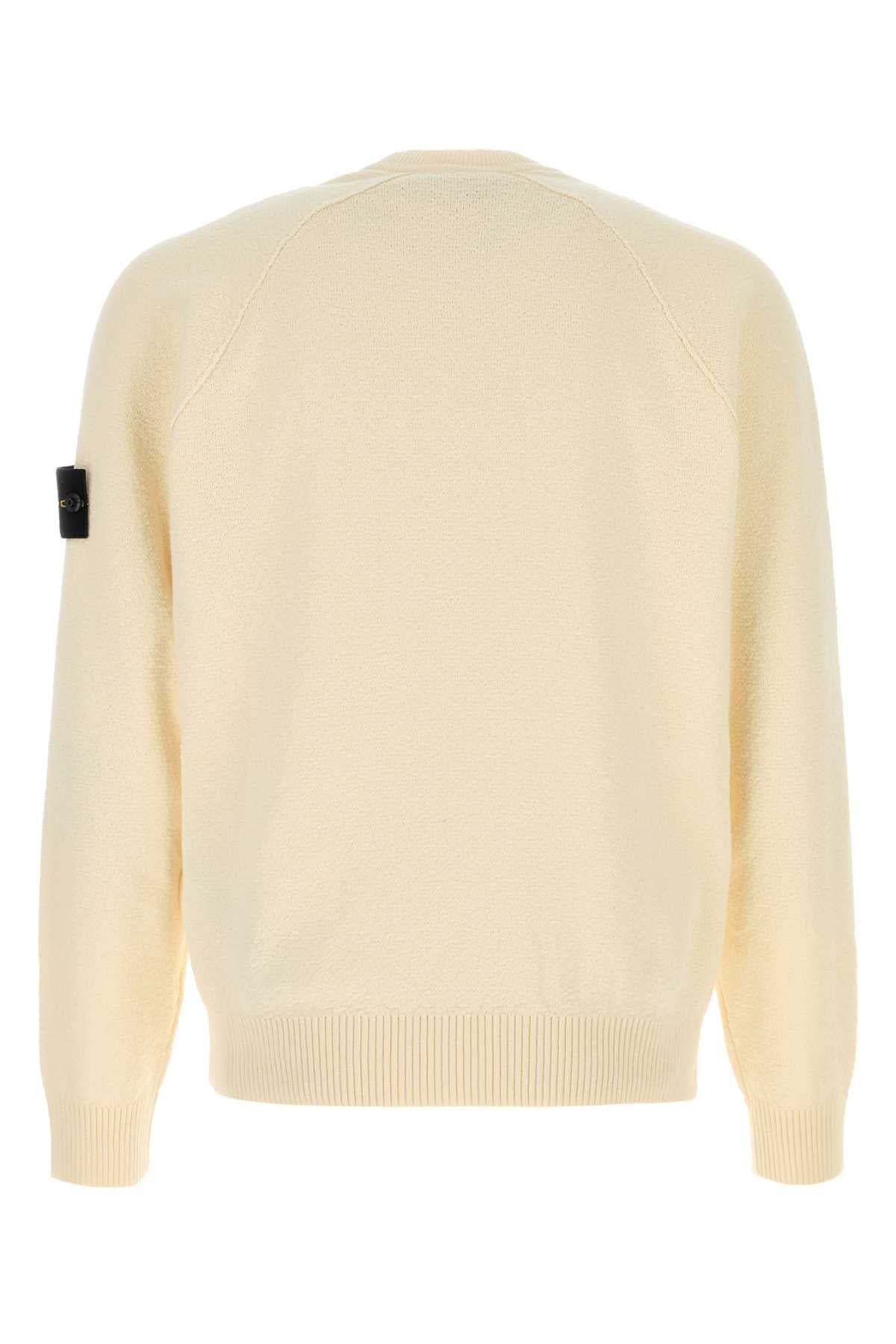 Stone Island Men Cream Cotton Sweater STONE ISLAND