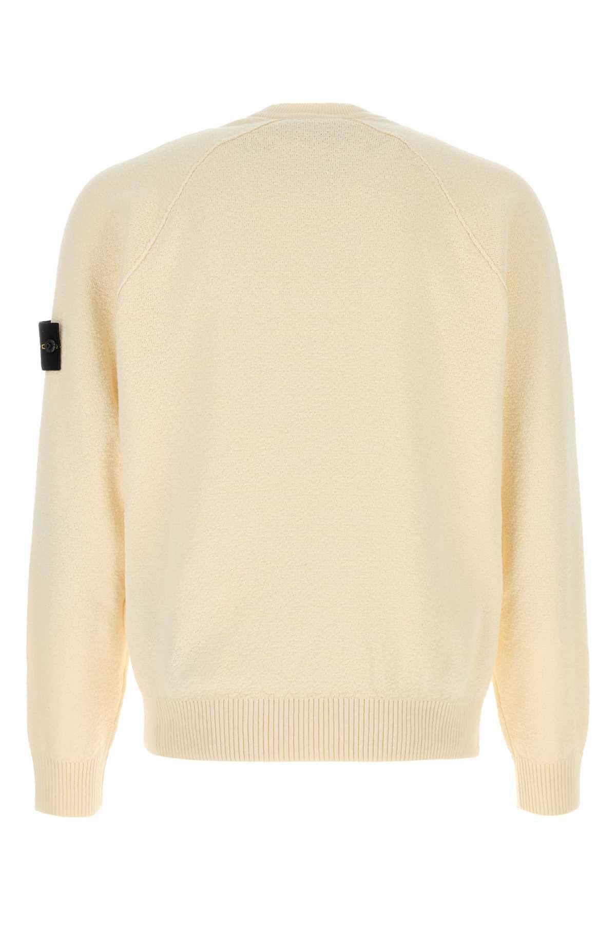 Stone Island Men Cream Cotton Sweater STONE ISLAND