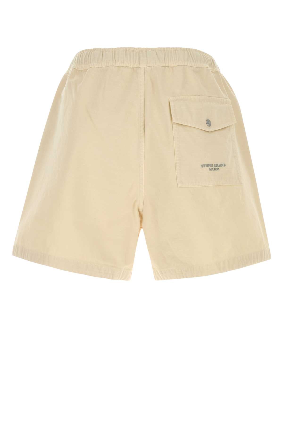 Stone Island Men Ivory Cotton Bermudas Shorts STONE ISLAND