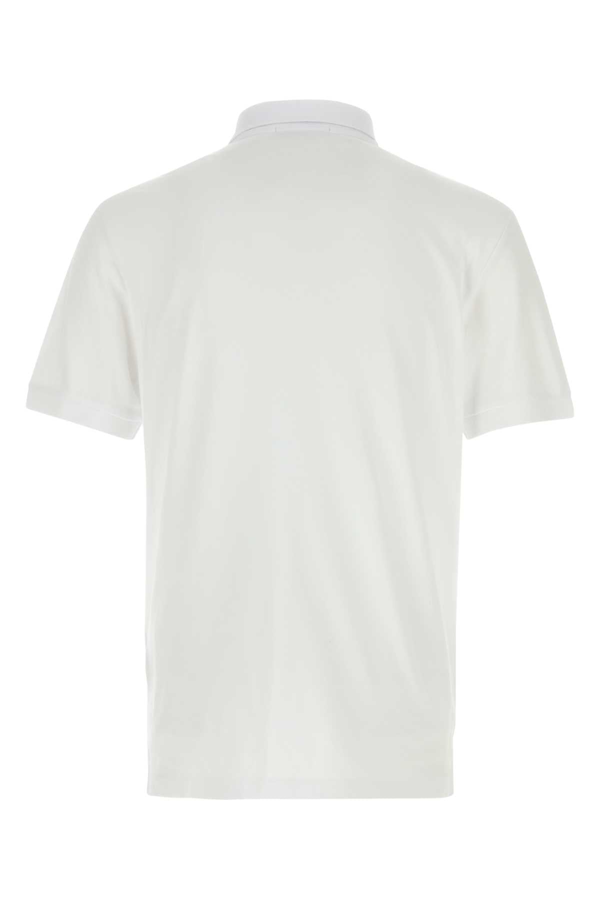 Stone Island Men White Stretch Piquet Polo Shirt STONE ISLAND