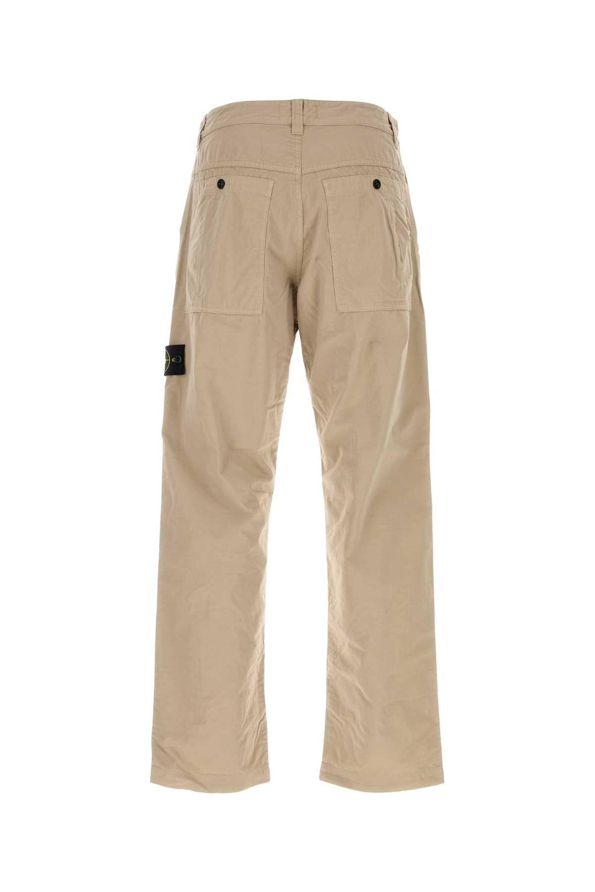 Stone Island Men Beige Cotton Pant STONE ISLAND