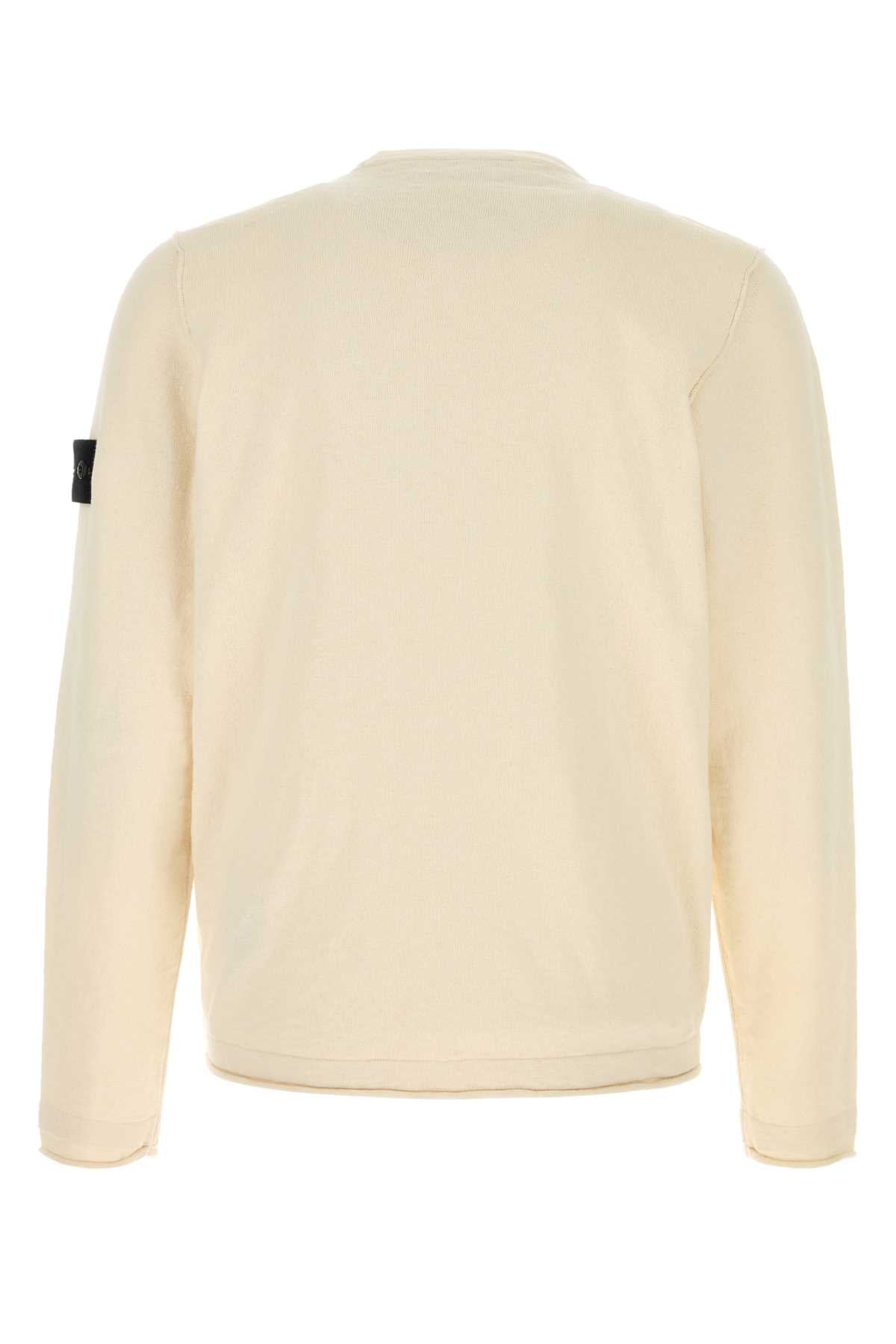 Stone Island Men Cream Cotton Blend Sweater STONE ISLAND