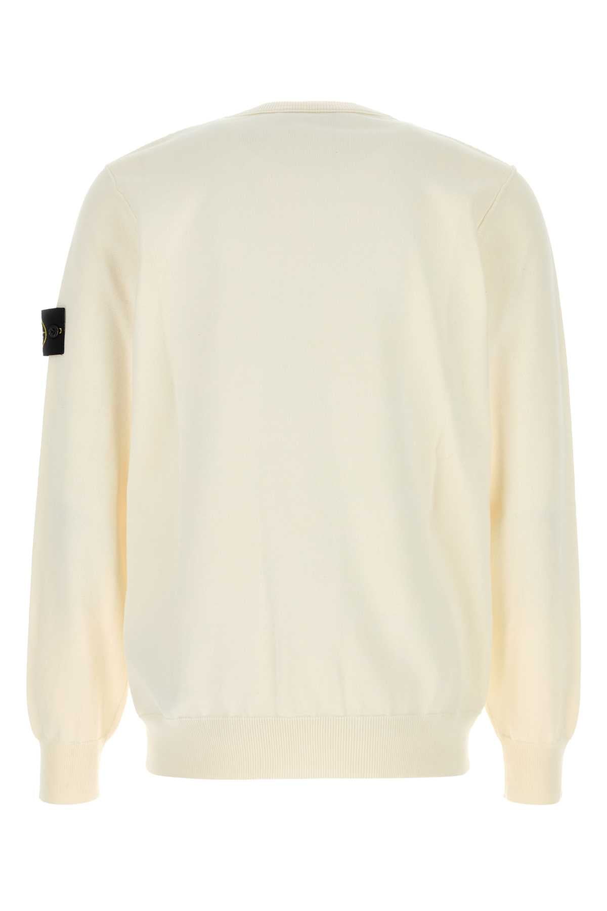 Stone Island Men Ivory Cotton Sweater STONE ISLAND
