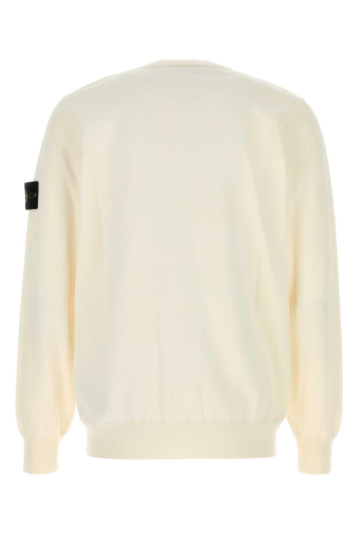 Stone Island Men Ivory Cotton Sweater STONE ISLAND