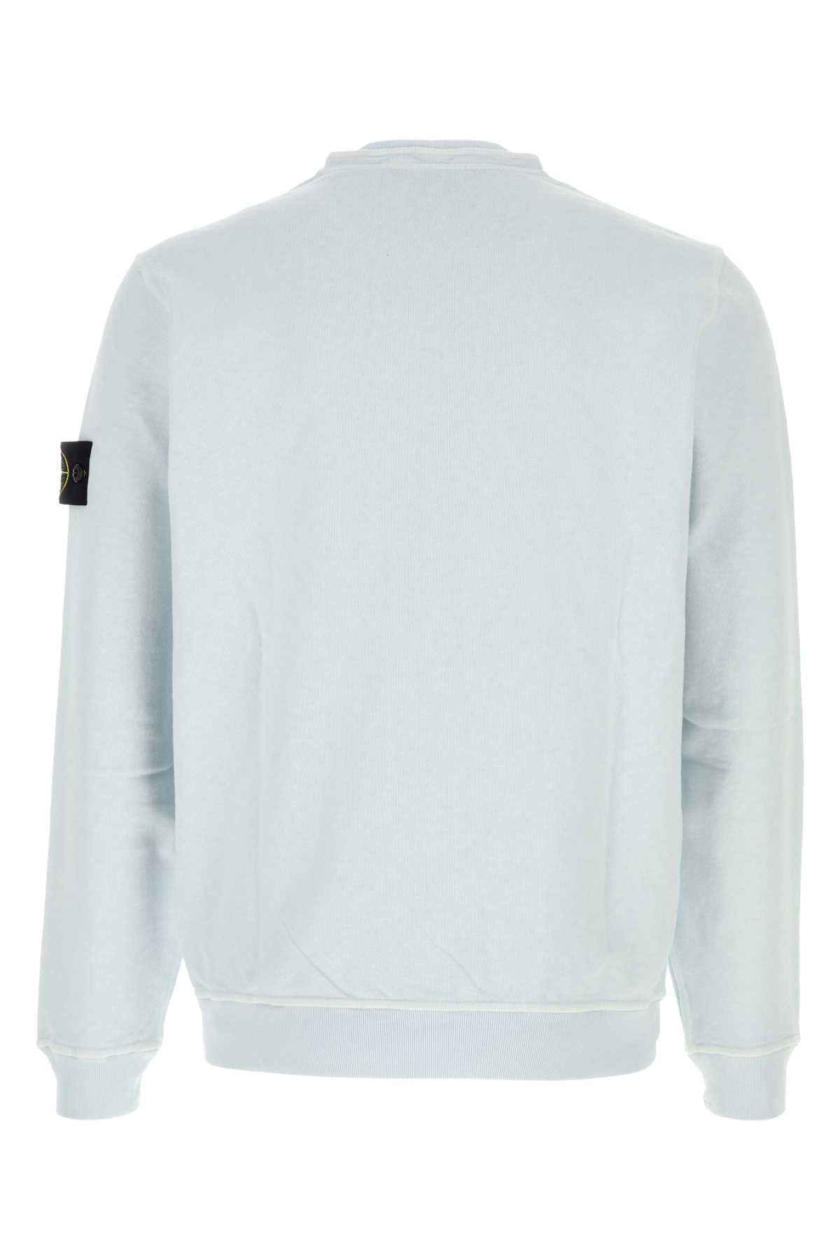 Stone Island Men Pastel Light-Blue Cotton Sweatshirt STONE ISLAND