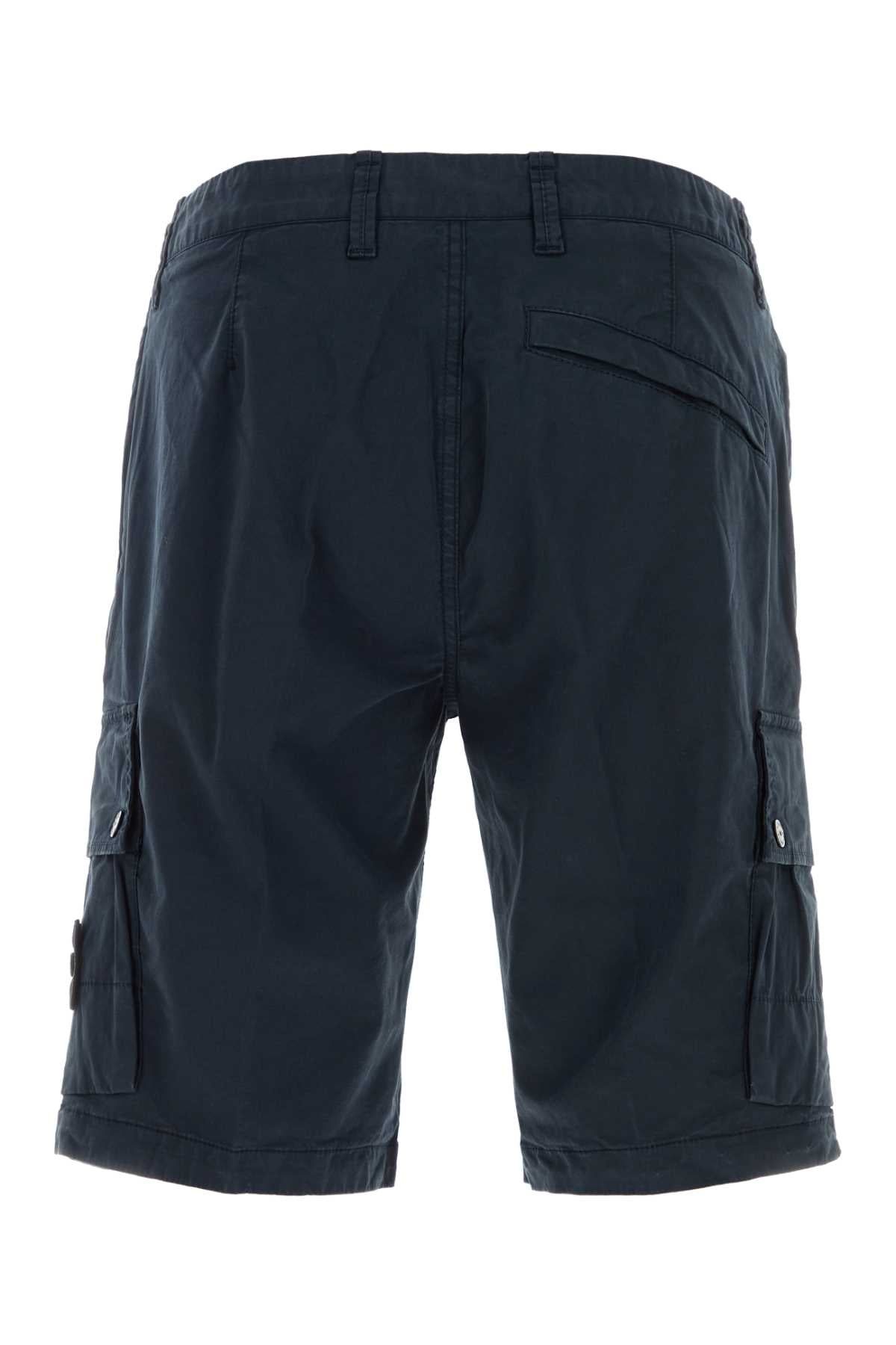 Stone Island Men Navy Blue Stretch Cotton Bermuda Shorts STONE ISLAND