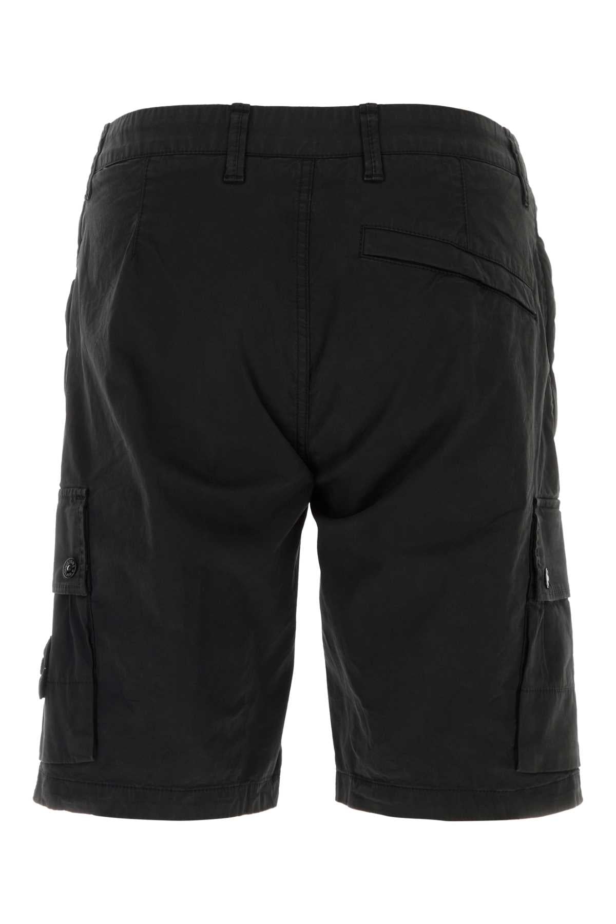 Stone Island Men Black Stretch Cotton Bermuda Shorts STONE ISLAND