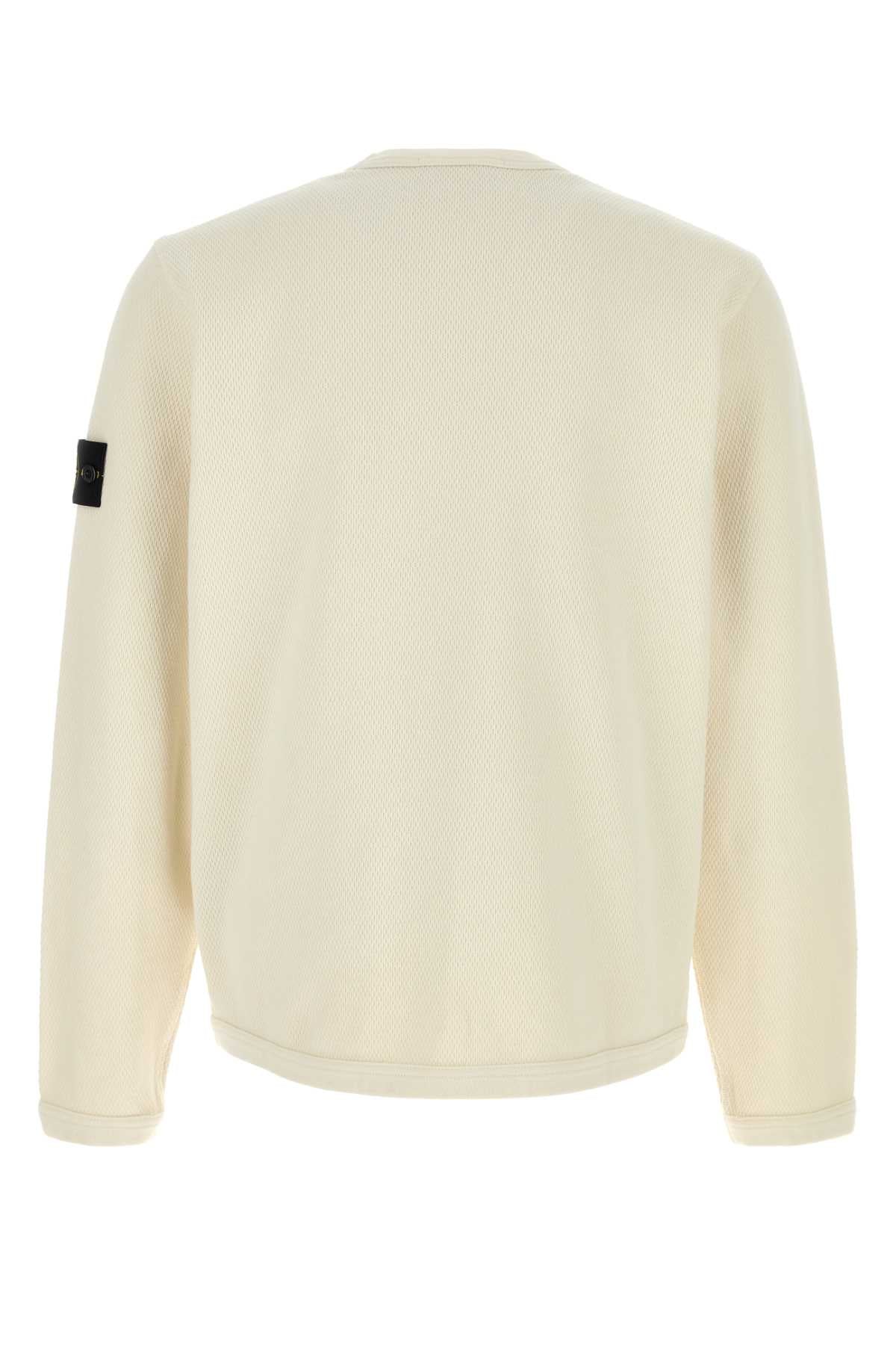 Stone Island Men Ivory Cotton Sweatshirt STONE ISLAND