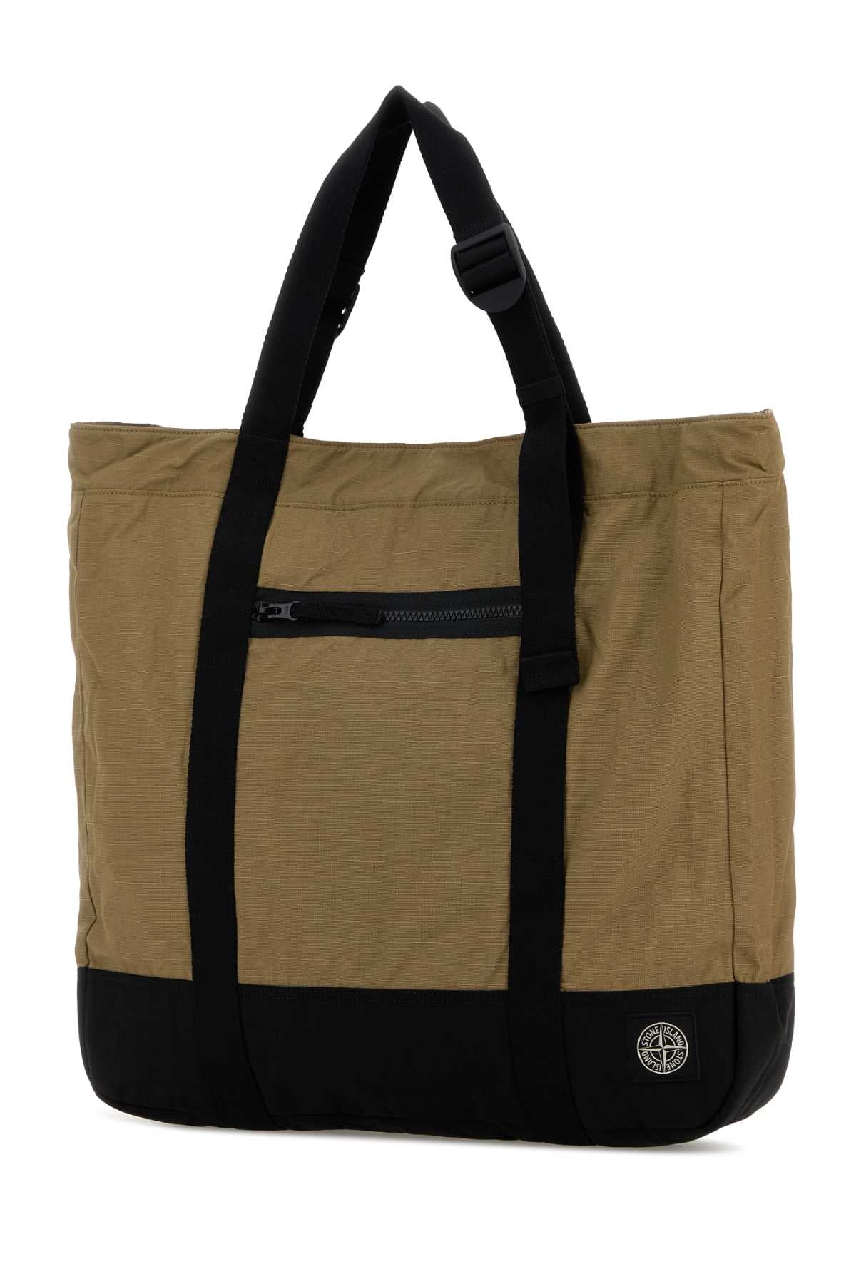 Stone Island Men Khaki Canvas Shopping Bag STONE ISLAND