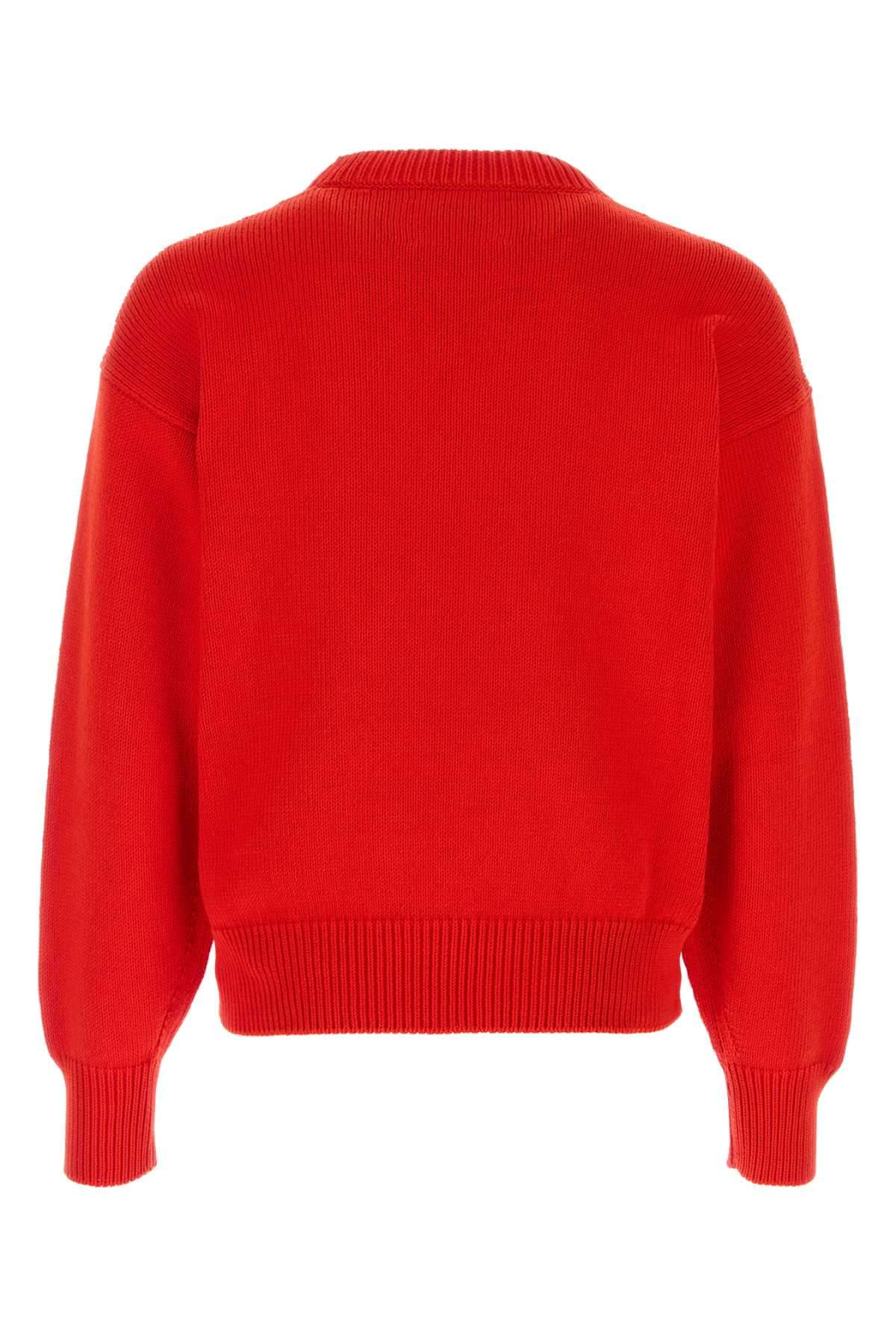 Jil Sander Men Red Cotton Sweater