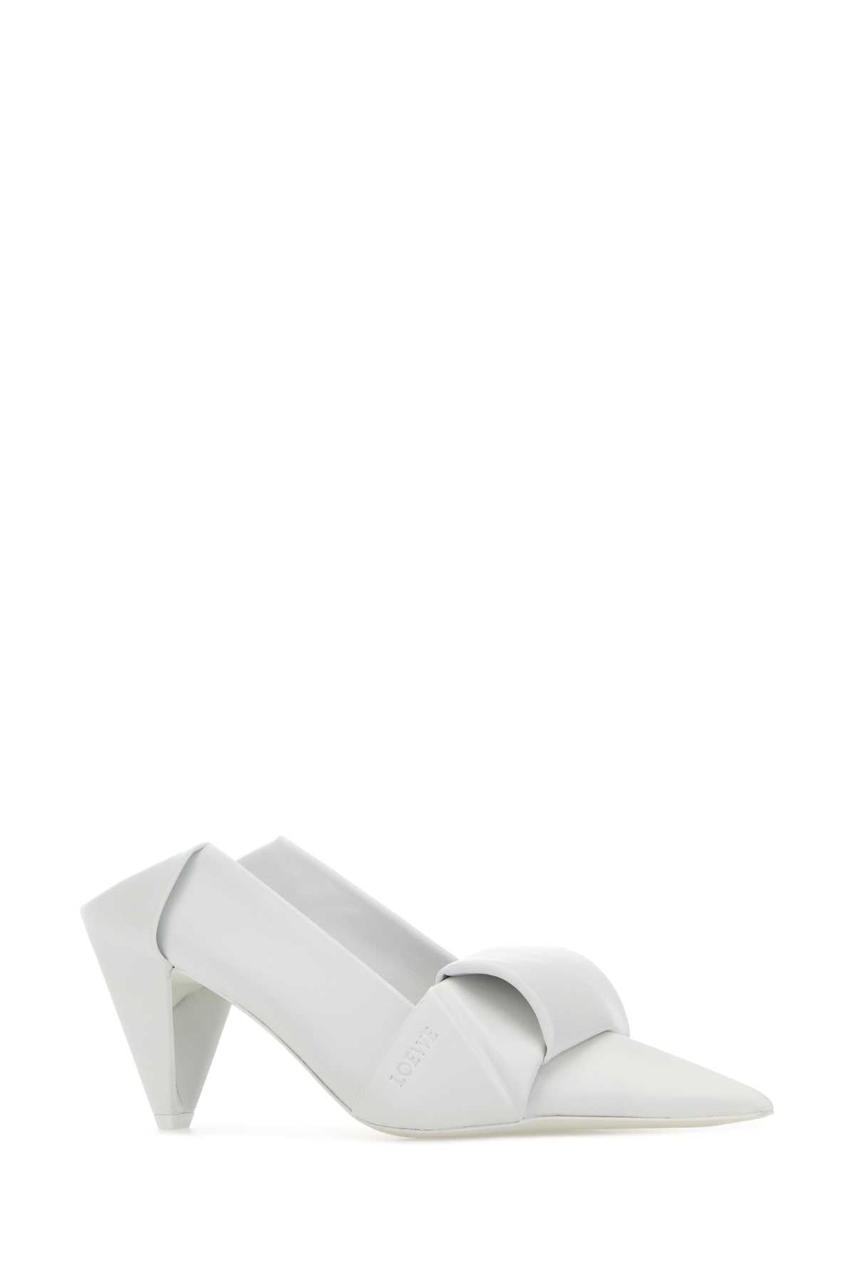 Loewe Women White Leather Origami Mules LOEWE