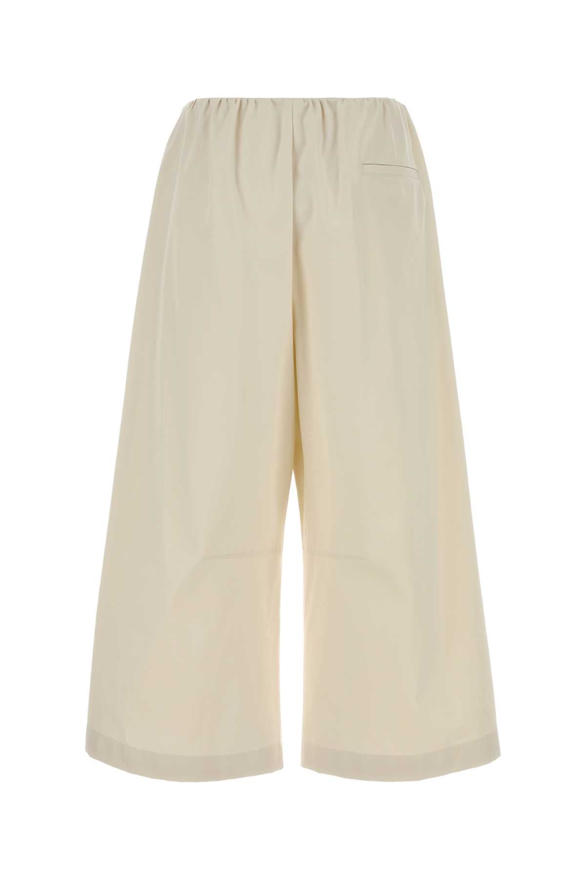Loewe Women Ivory Cotton Blend Wide-Leg Pant LOEWE