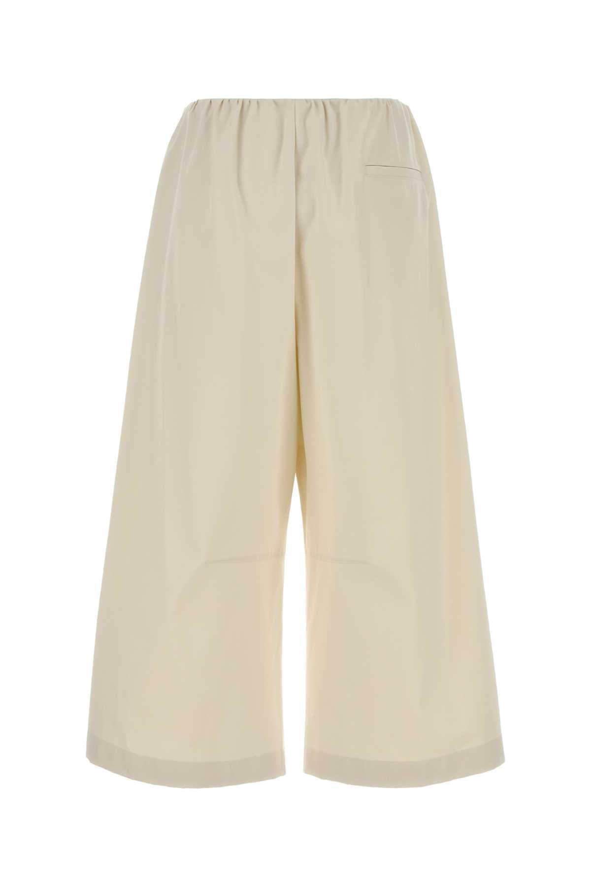 Loewe Women Ivory Cotton Blend Wide-Leg Pant LOEWE