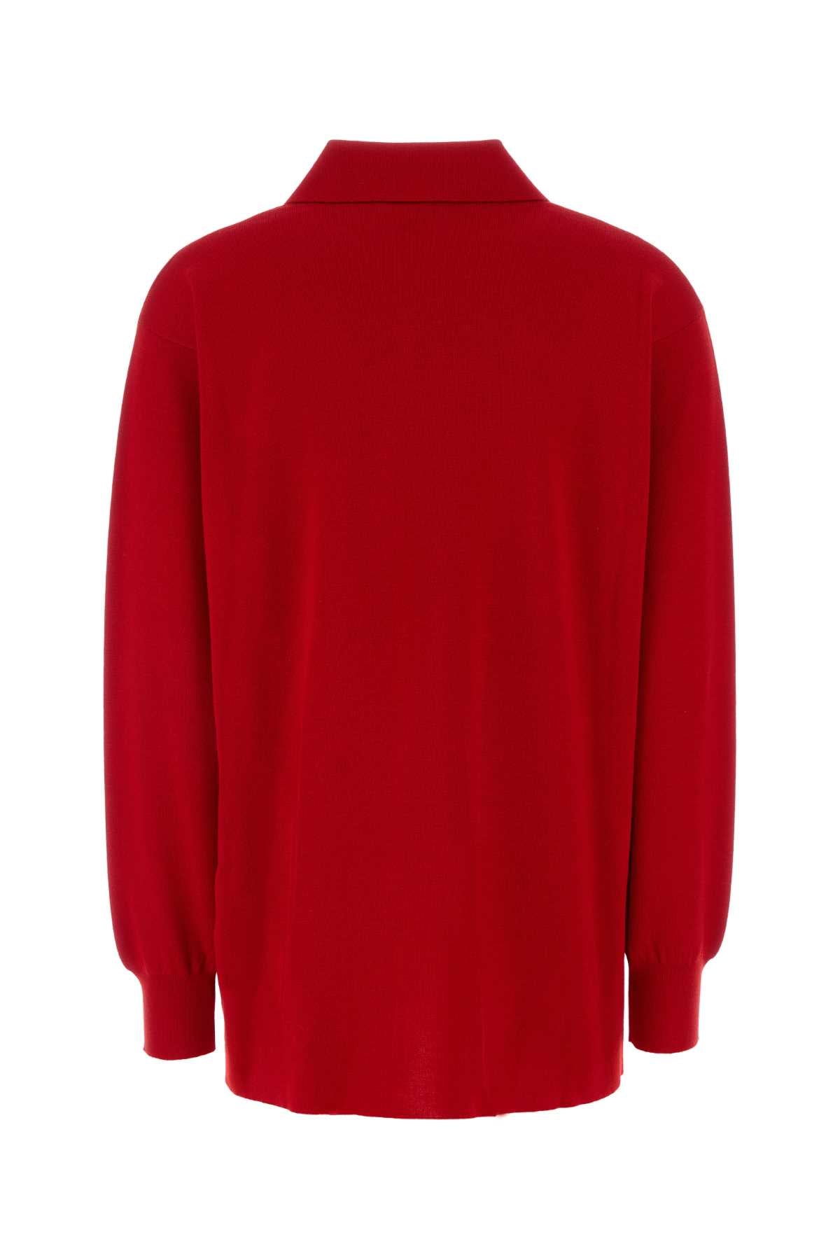 Loewe Women Red Stretch Cashmere Blend Polo Shirt LOEWE