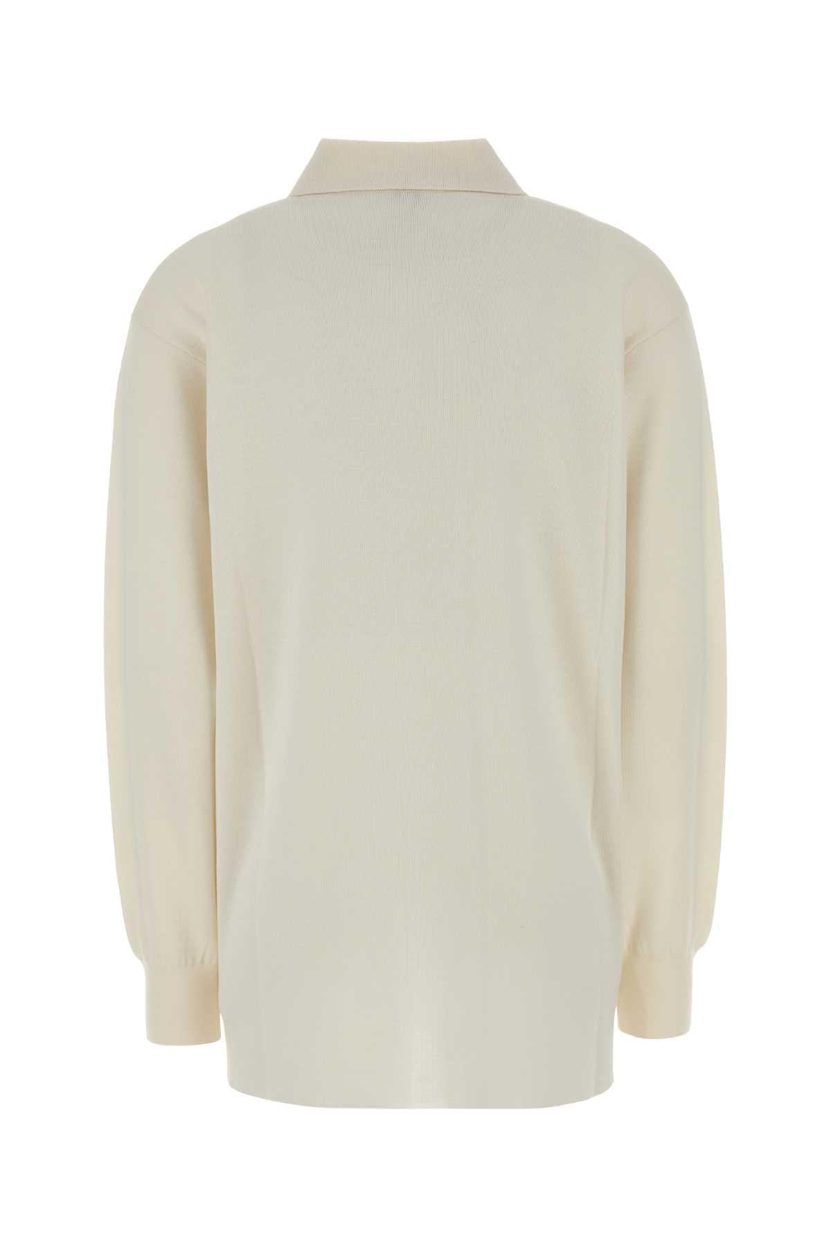 Loewe Women Ivory Stretch Cashmere Blend Polo Shirt LOEWE