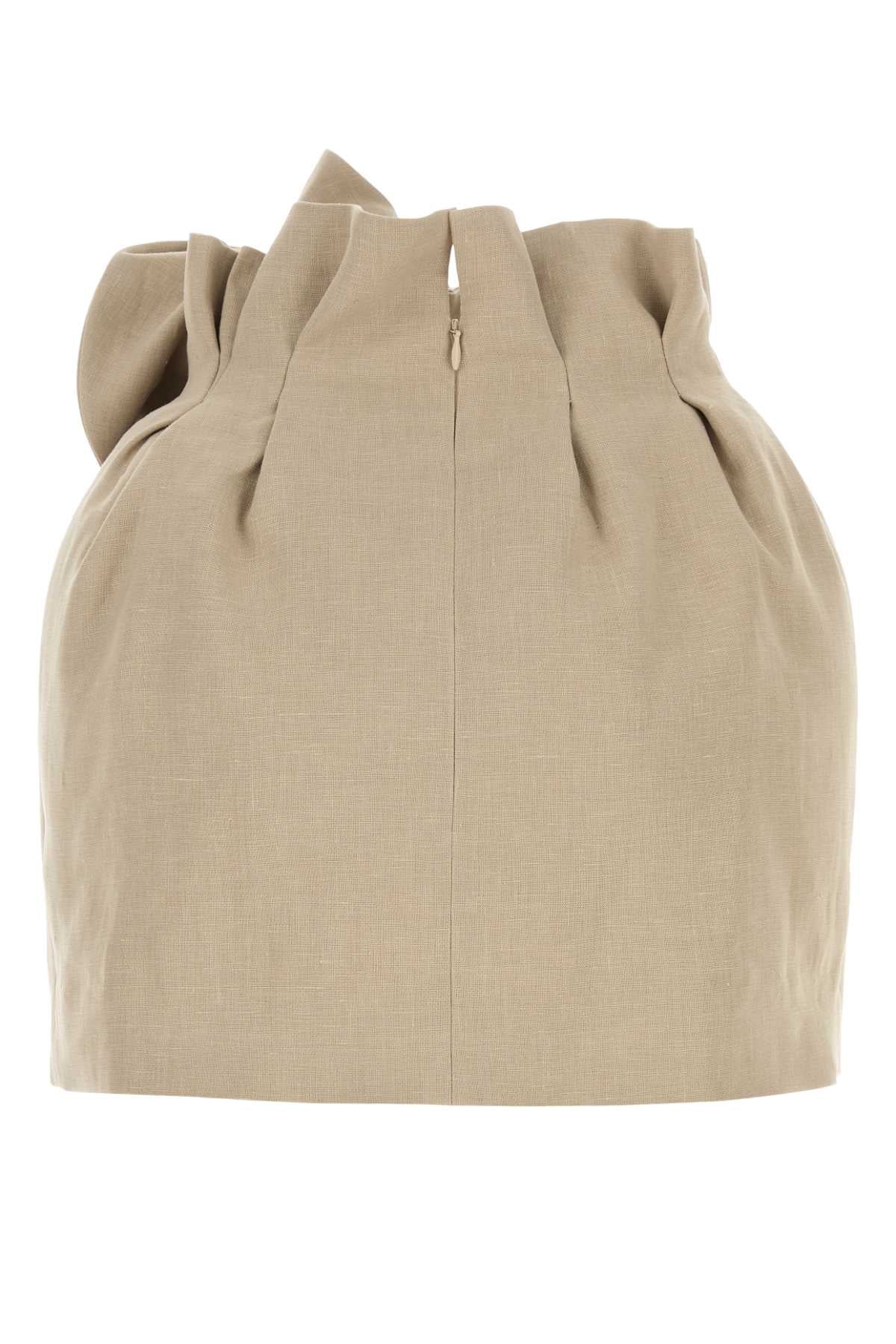 Magda Butrym Women Beige Linen Blend Mini Skirt MAGDA BUTRYM