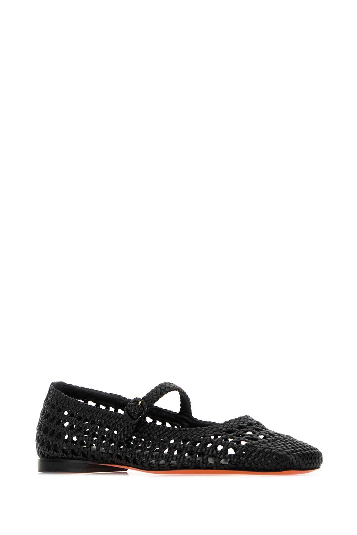 Santoni Women Black Leather Luce Ballerinas SANTONI