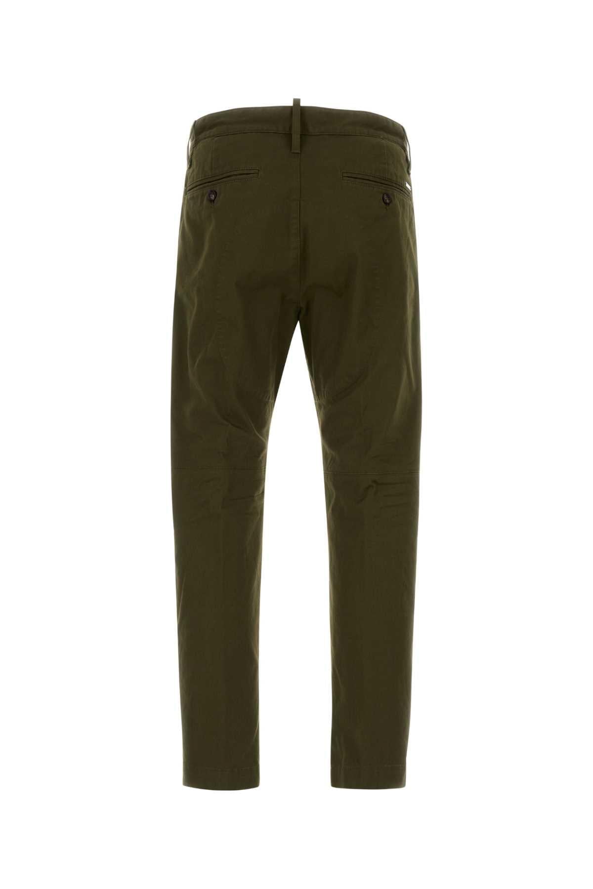 Dsquared Men Olive Green Stretch Cotton Chino Pant DSQUARED2
