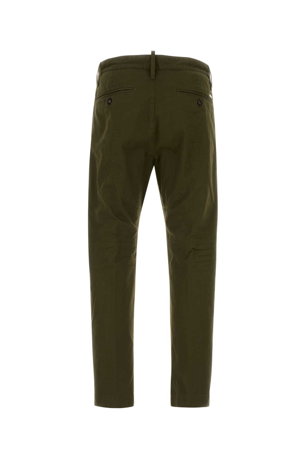 Dsquared Men Olive Green Stretch Cotton Chino Pant DSQUARED2