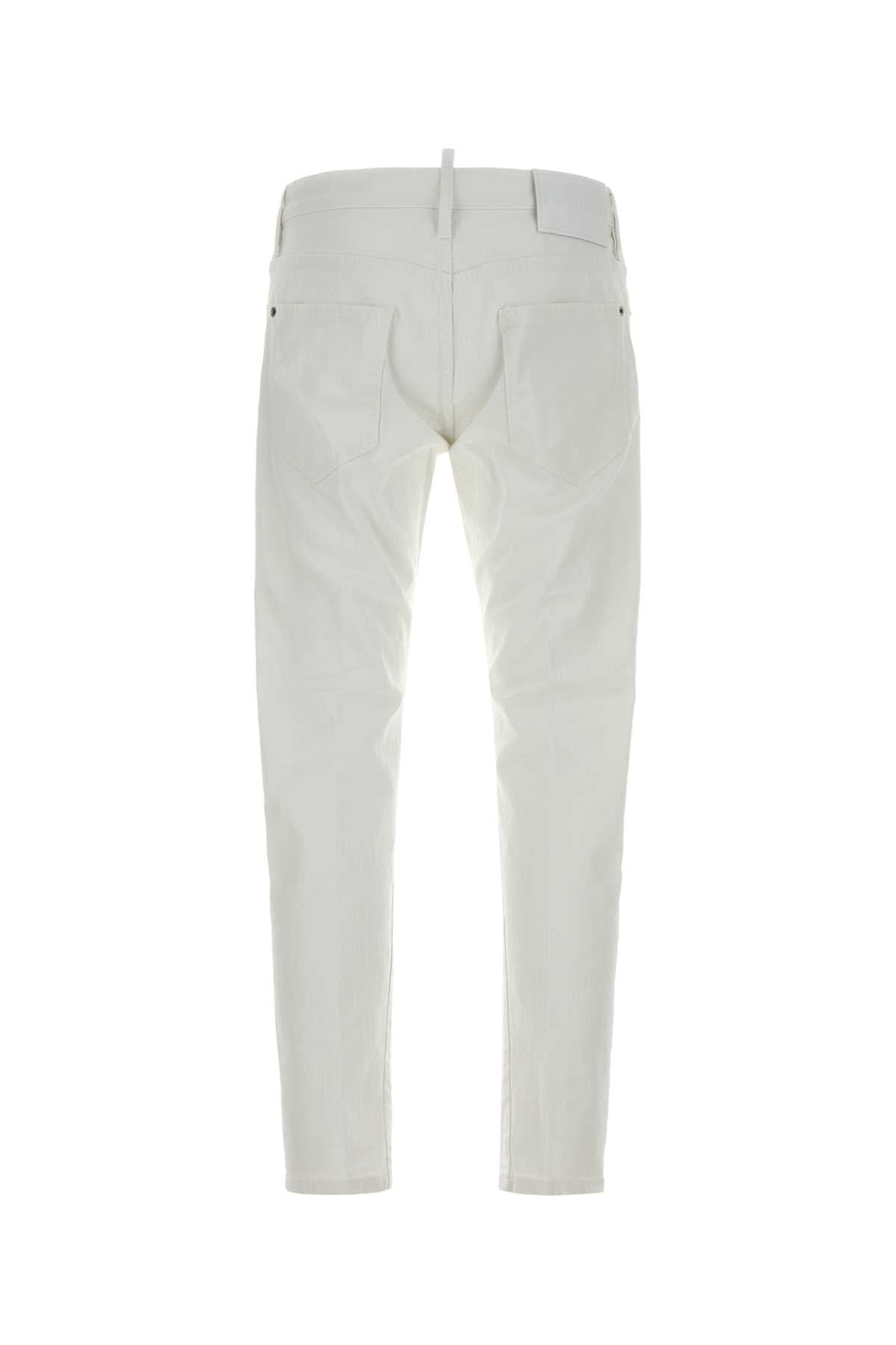 Dsquared Men White Stretch Denim Slim Twist Jeans DSQUARED2