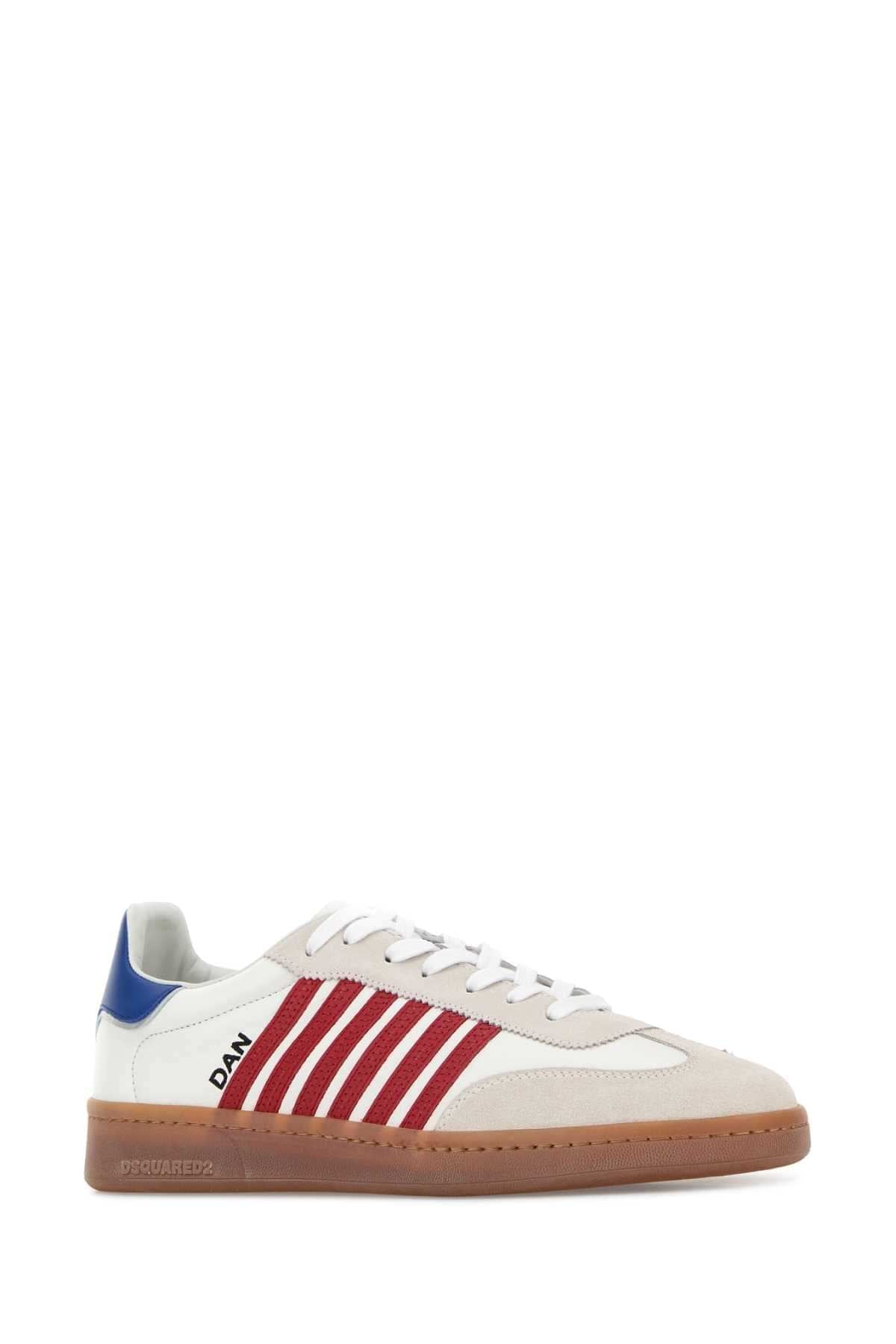 Dsquared Men White Leather Boxer Sneakers DSQUARED2