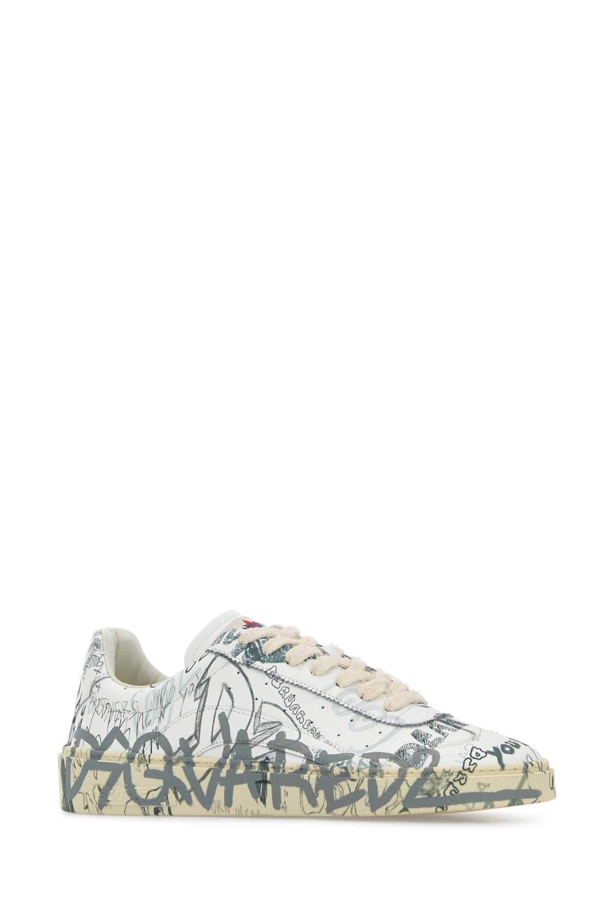 Dsquared Men Printed Leather Rider Sneakers DSQUARED2