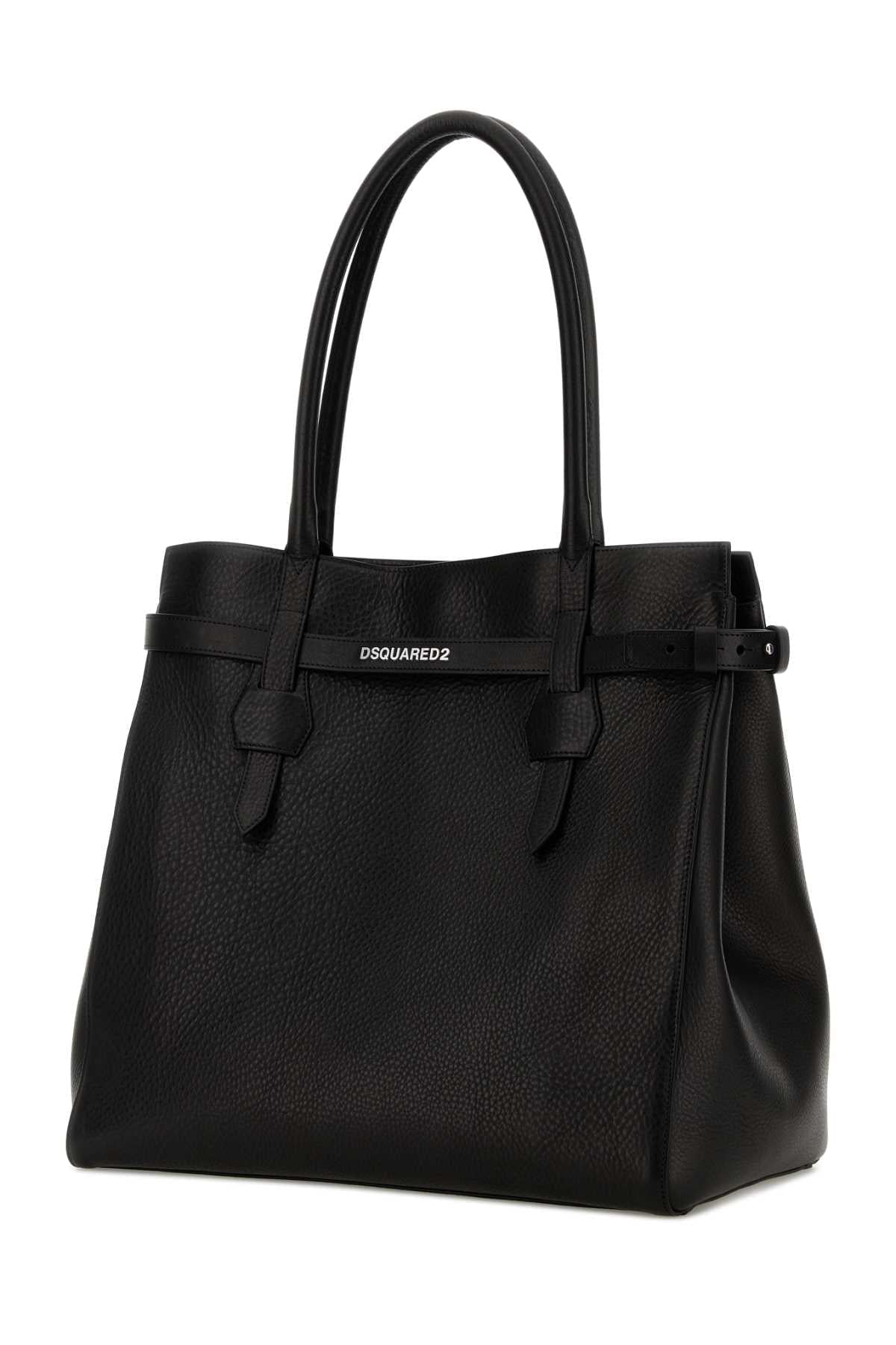 Dsquared Women Black Leather Twin Shopping Bag DSQUARED2