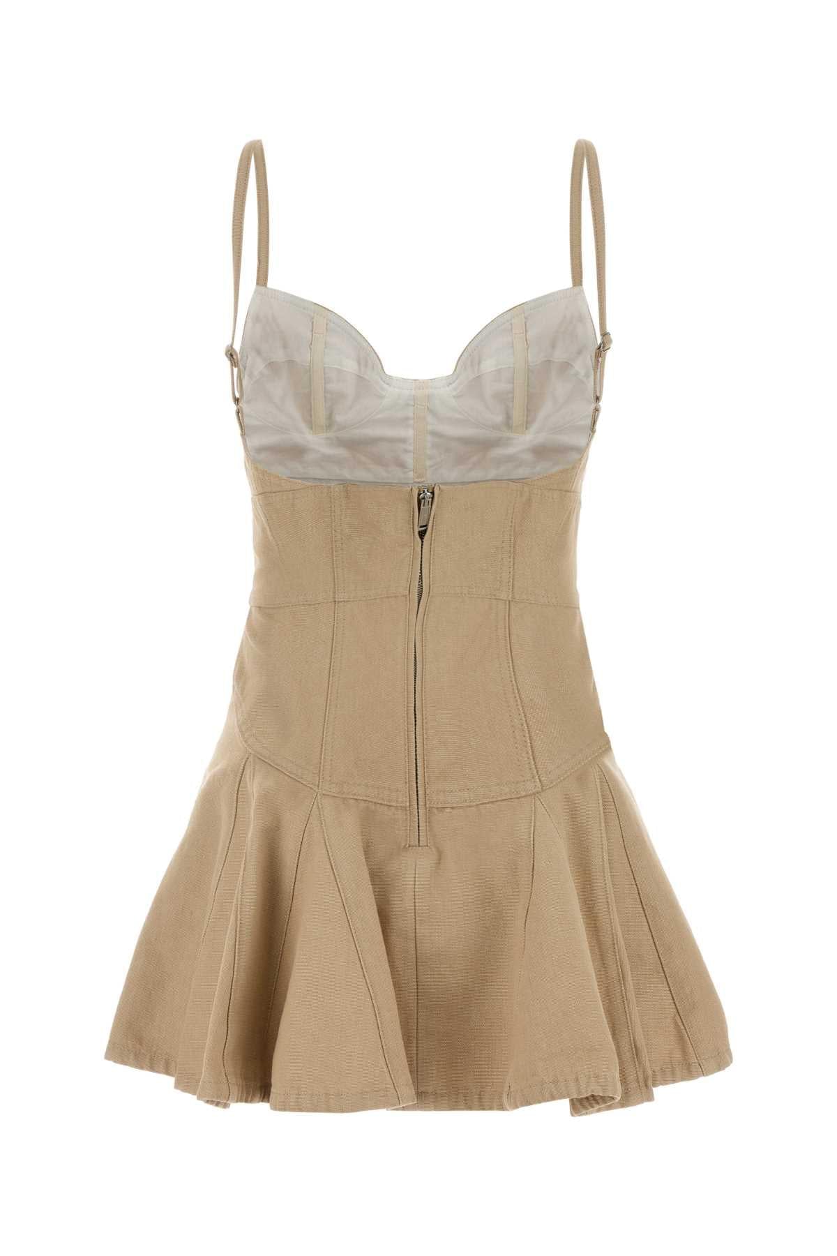 Dsquared Women Sand Denim Mini Dress DSQUARED2