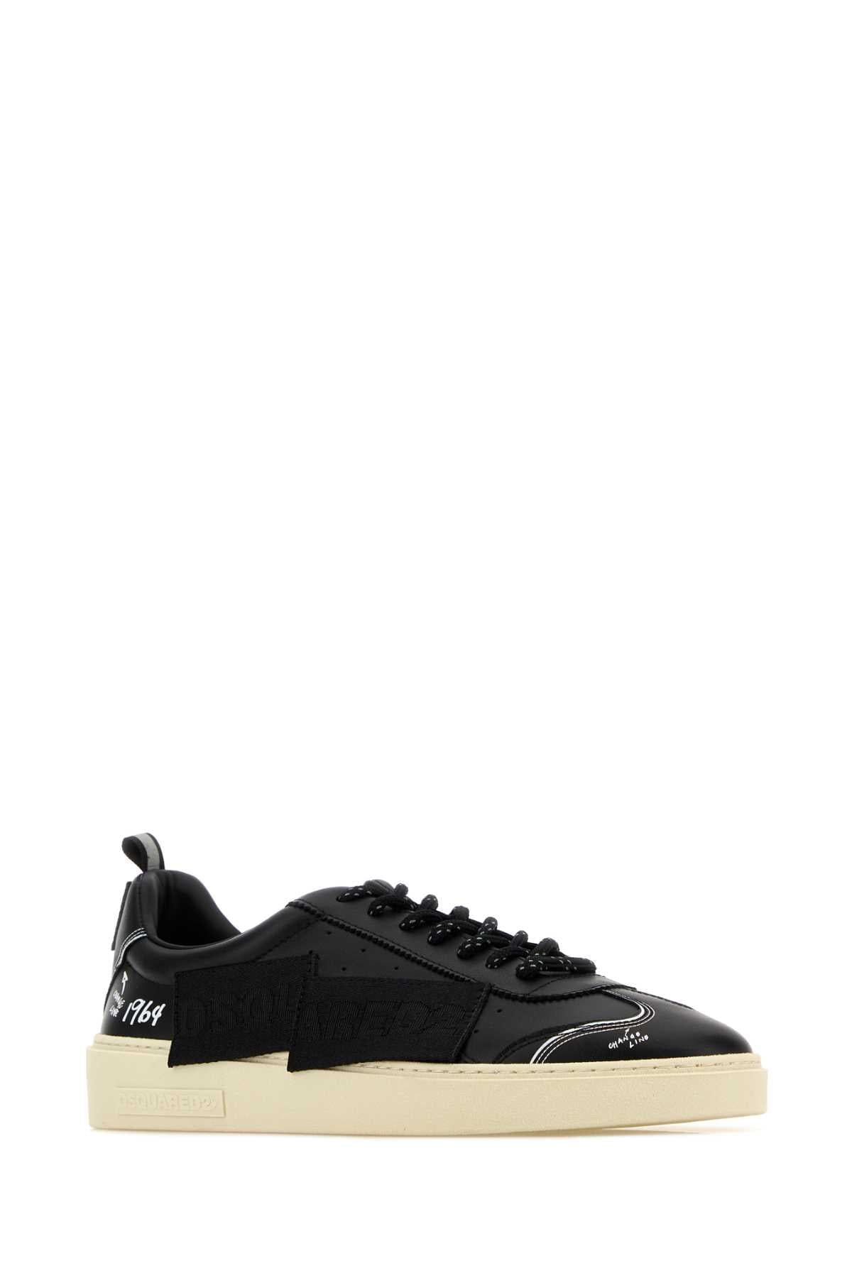 Dsquared Men Black Leather Rider Sneakers DSQUARED2