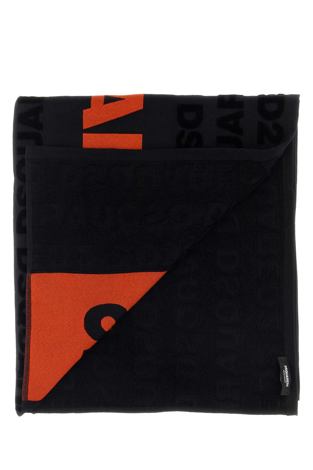 Dsquared Men Black Cotton Beach Towel DSQUARED2