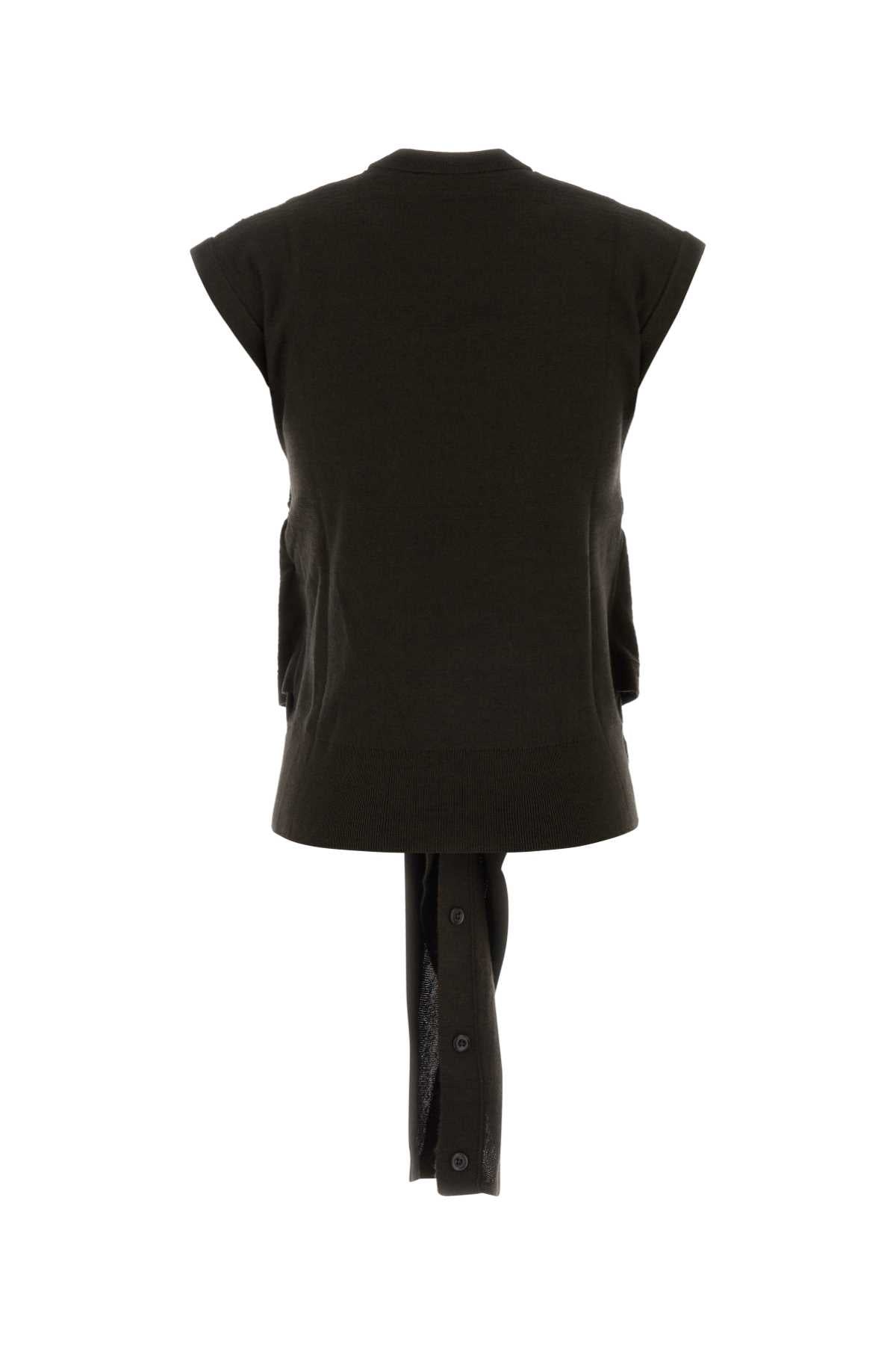 Lemaire Women Dark Brown Wool And Acrylic Vest LEMAIRE