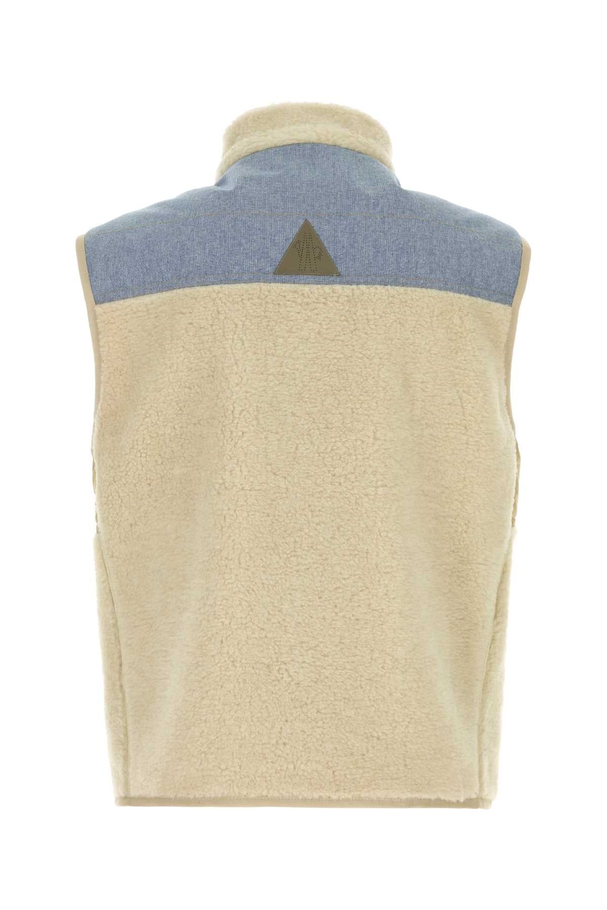 Moncler Grenoble Men Sand Teddy Fabric Sleeveless Jacket MONCLER GRENOBLE