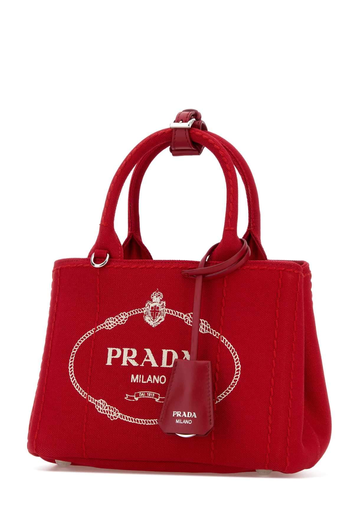 Prada Women Red Canvas Mini Prada Jardiniã¨Re Handbag PRADA