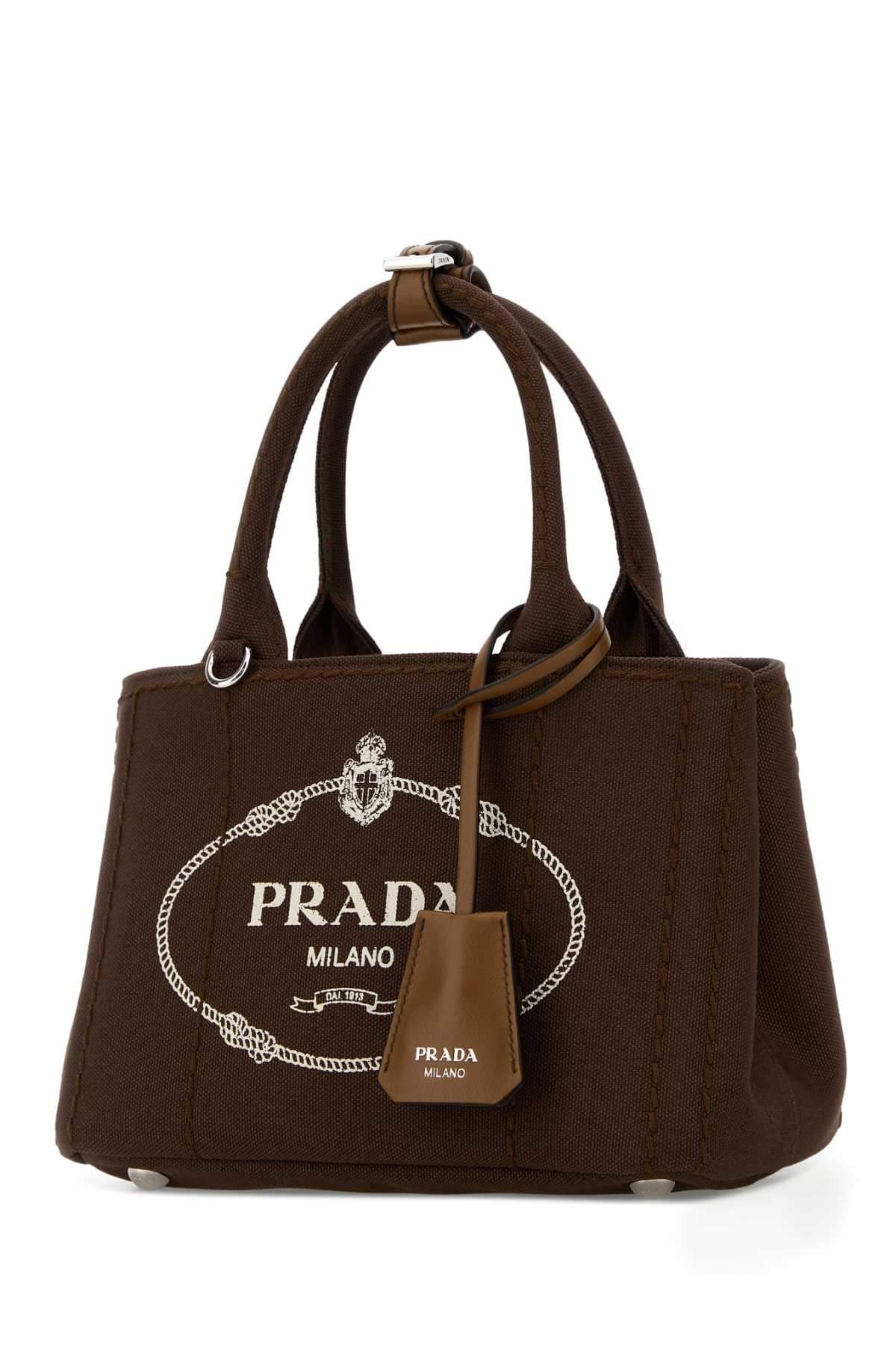 Prada Women Brown Canvas Mini Prada Jardiniã¨Re Handbag PRADA