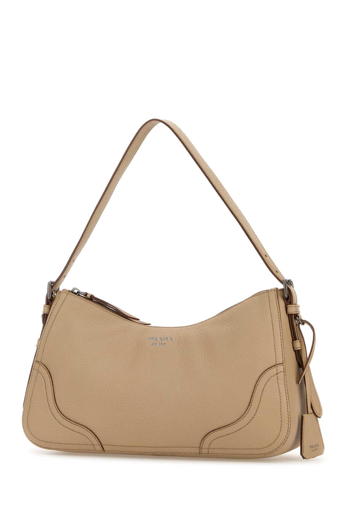 Prada Women Beige Leather Shoulder Bag PRADA