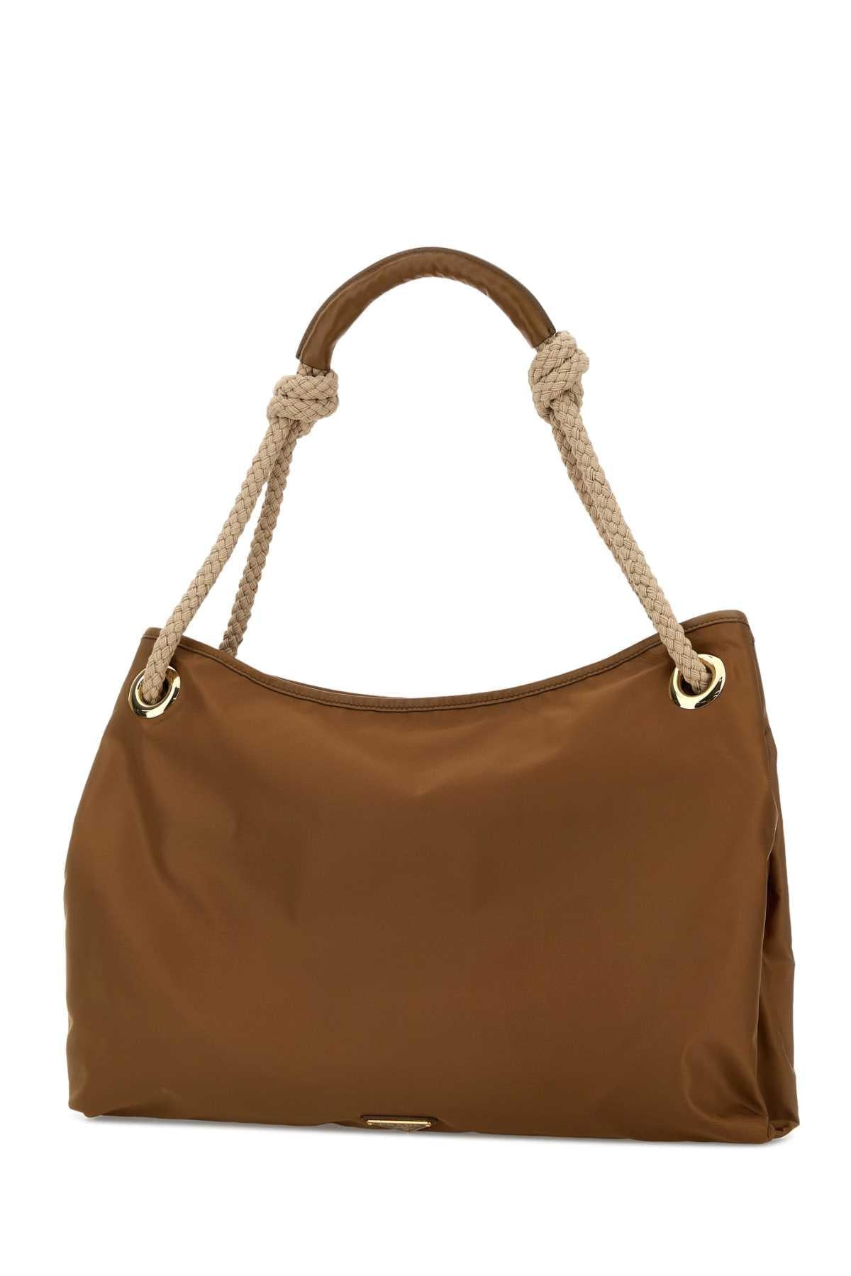 Prada Women Caramel Fabric Shopping Bag PRADA